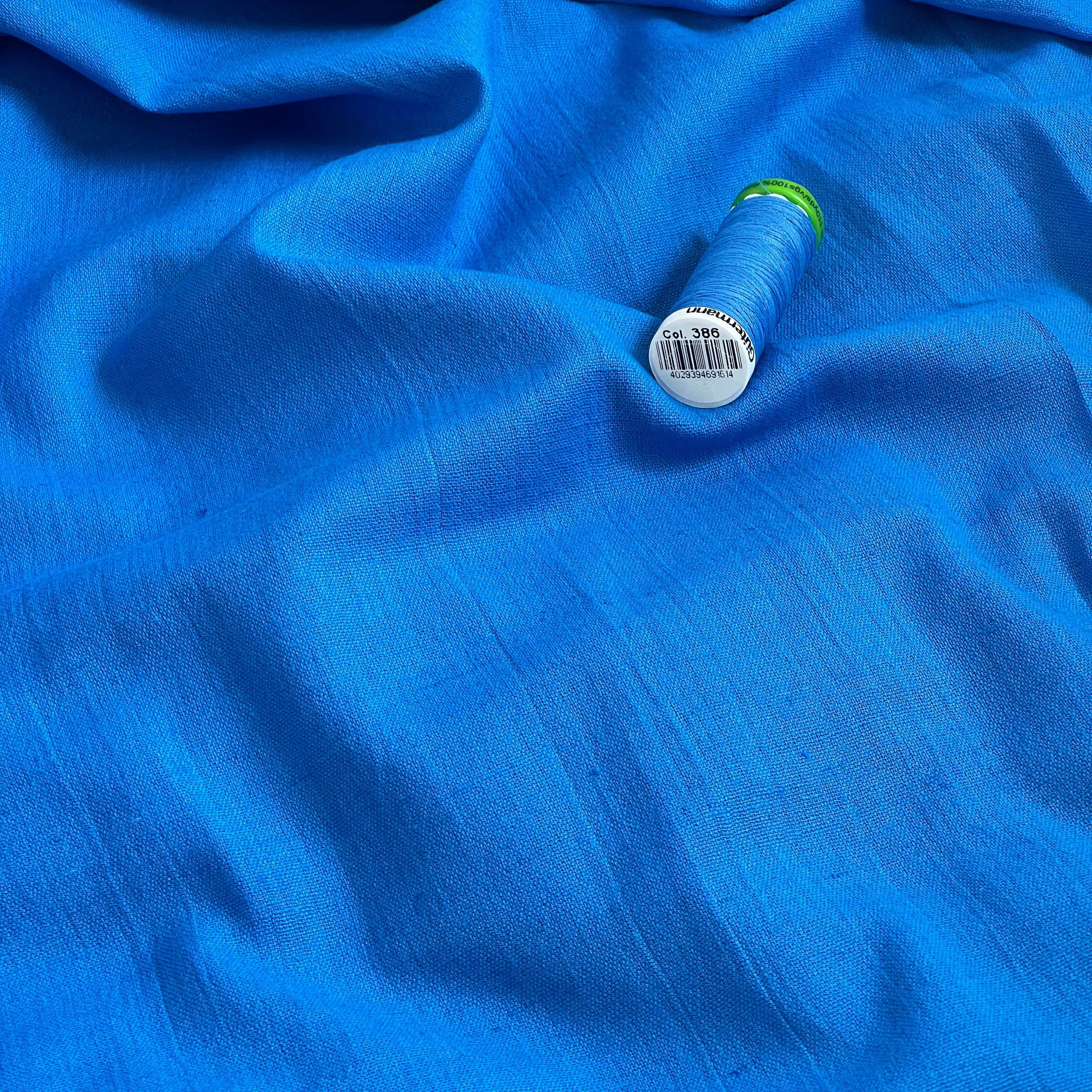 Ex-Designer Deadstock - Brilliant Blue Cotton Linen Blend Fabric