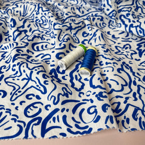 Adventure - Sealife Off-White Linen Viscose Blend Fabric