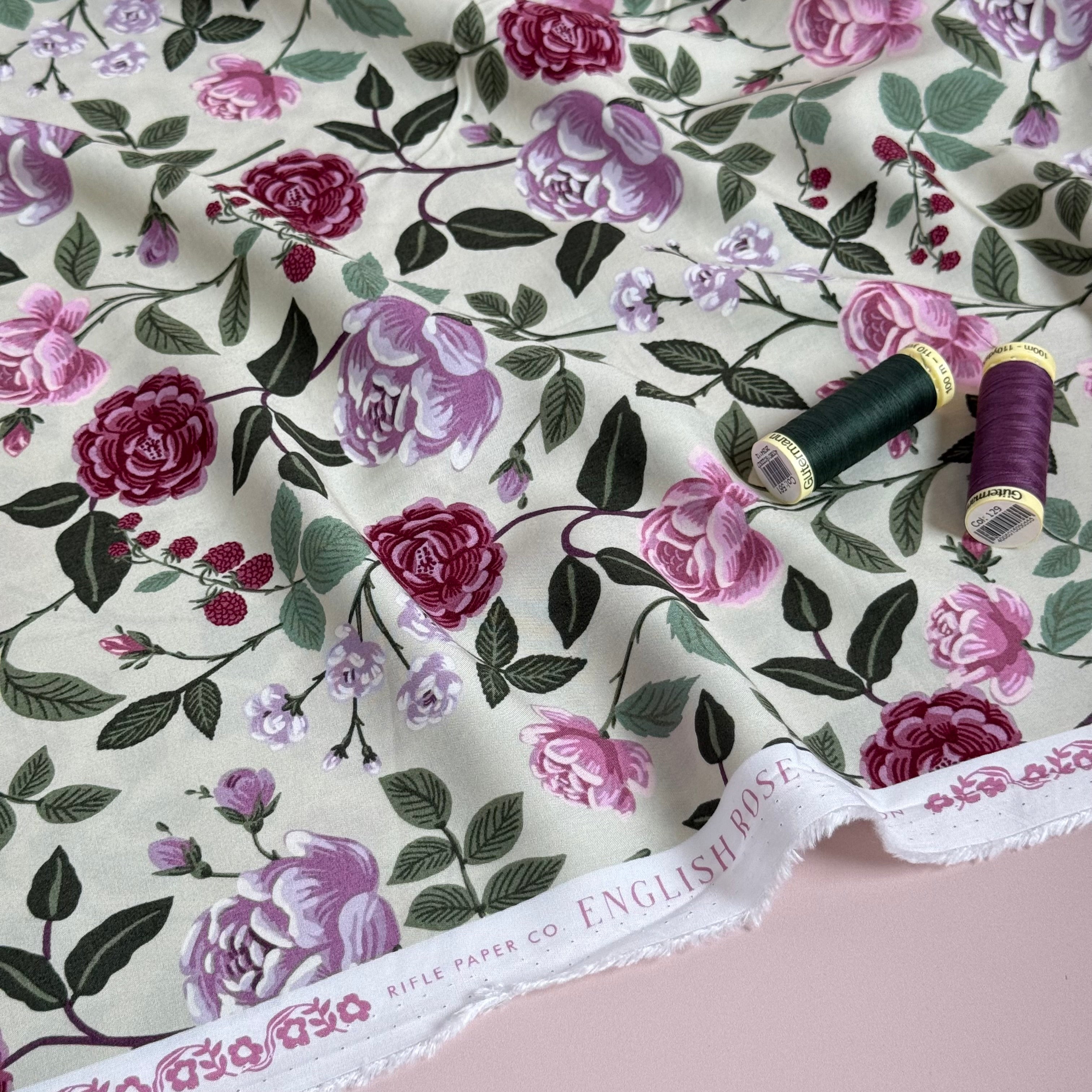 Rifle Paper Co - Roses in Plum Rayon from English Rose