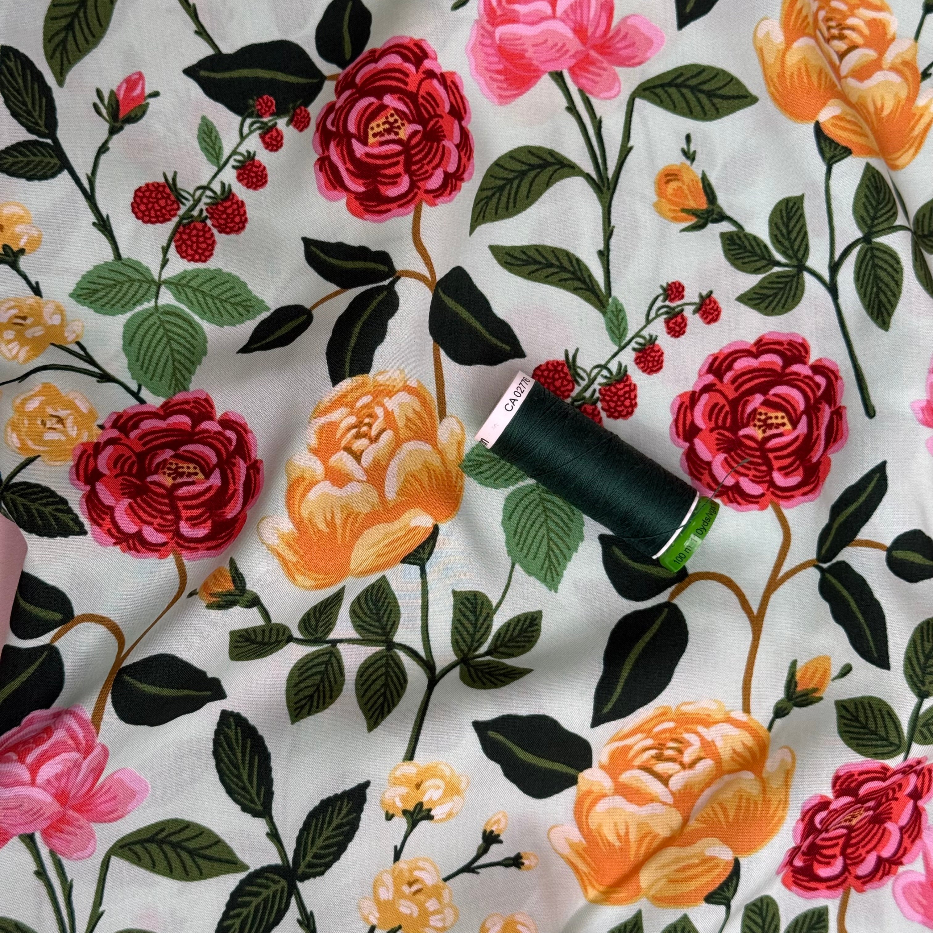 Rifle Paper Co - Roses in Mint Rayon from English Rose