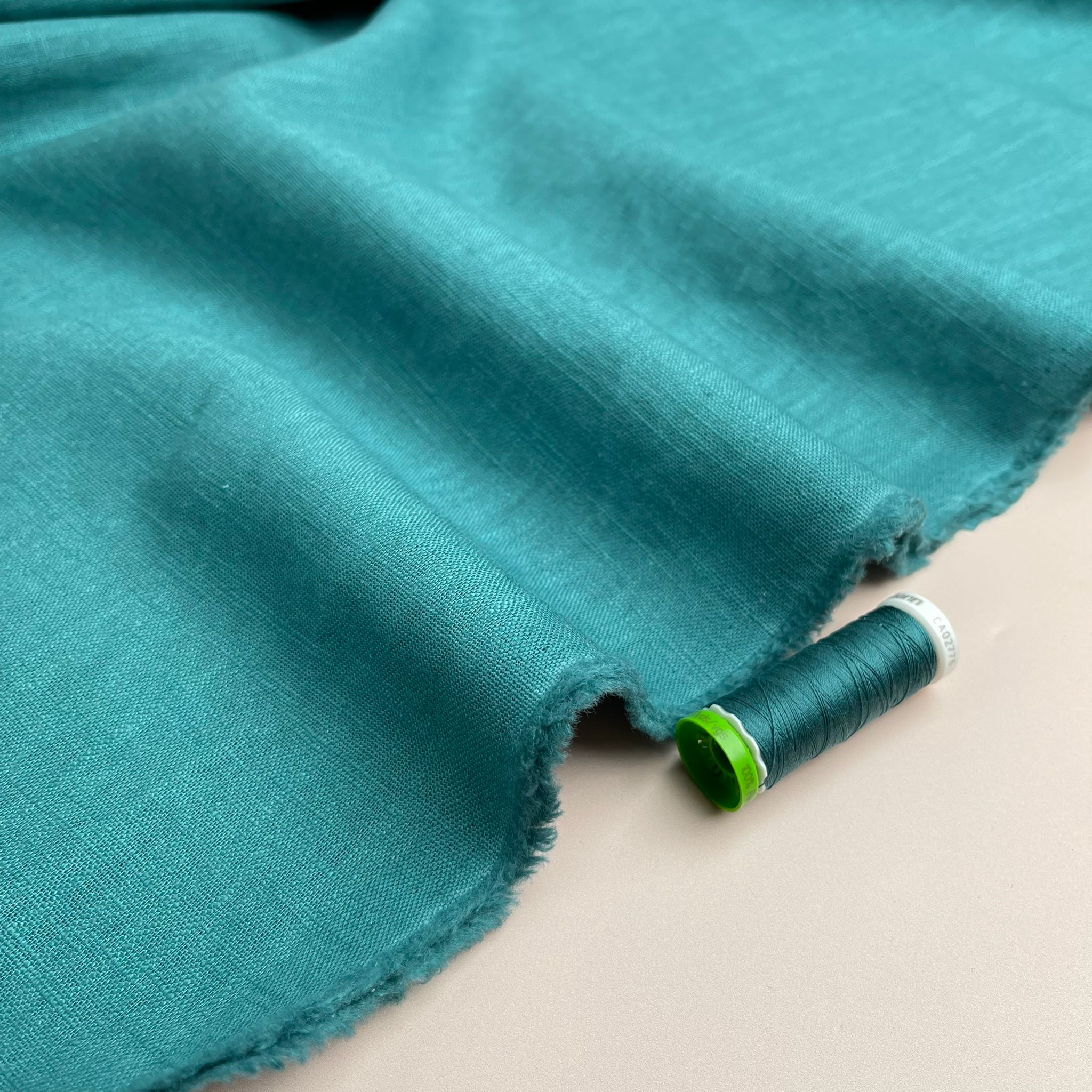 REMNANT 1.7 Metres - Breeze Teal - Enzyme Washed Linen Cotton Fabric