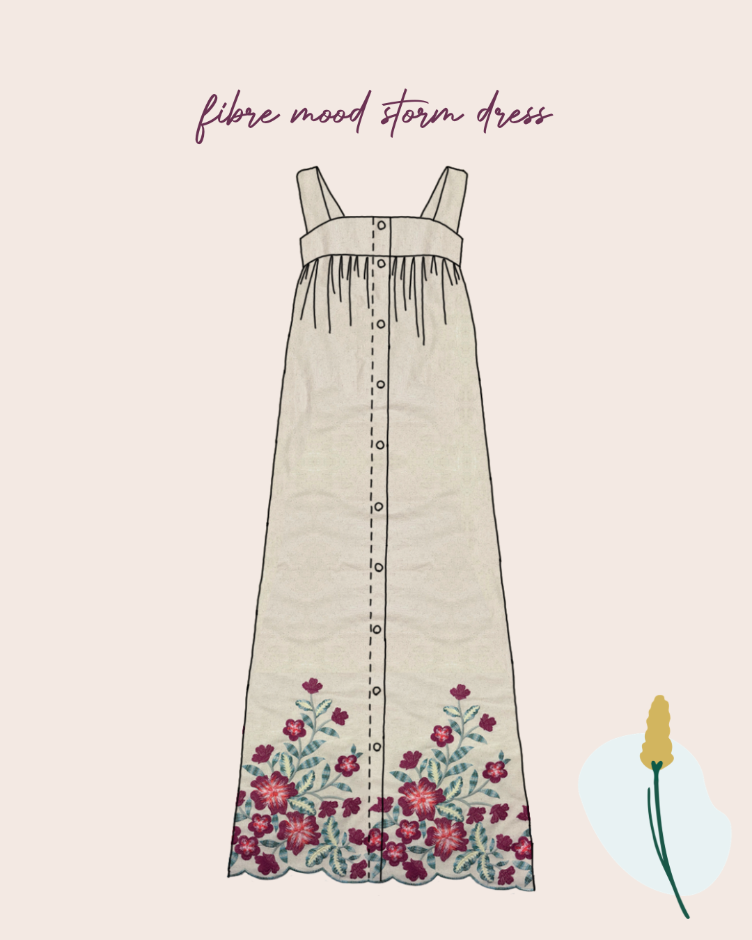 Sewing Kit - STORM Dress in Embroidered Linen Fabric