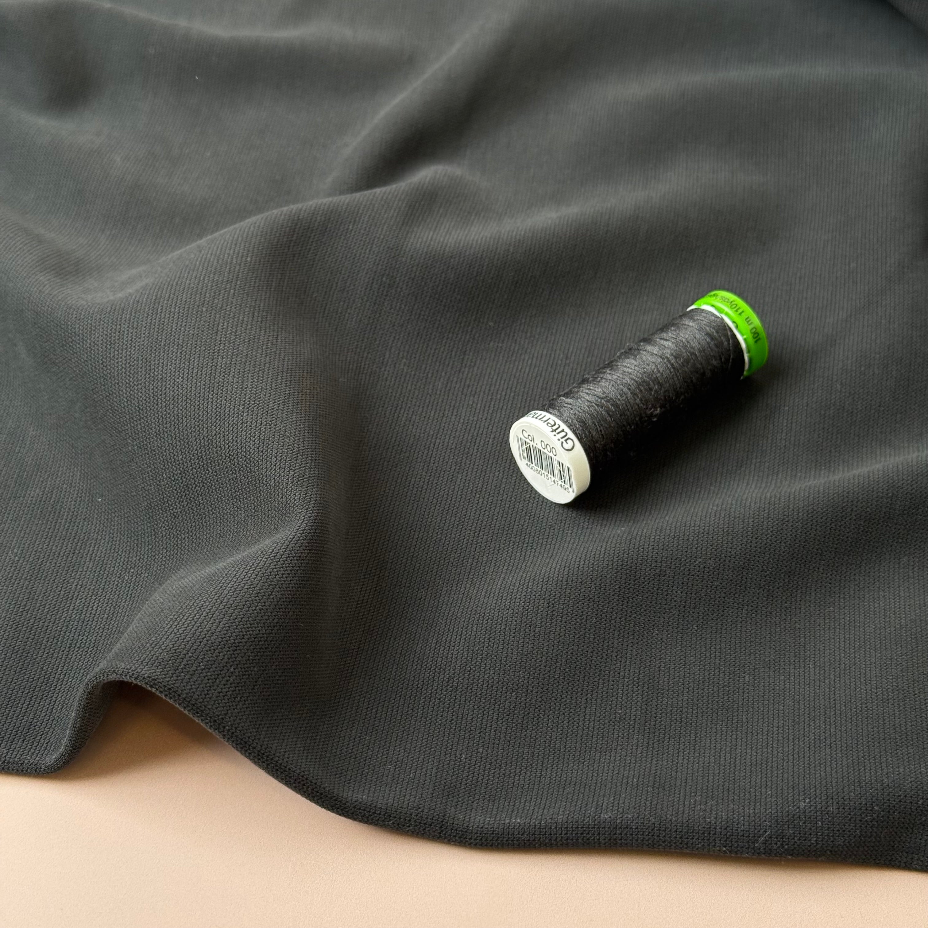 Modal Peachy Soft Ponte Roma Fabric in Black