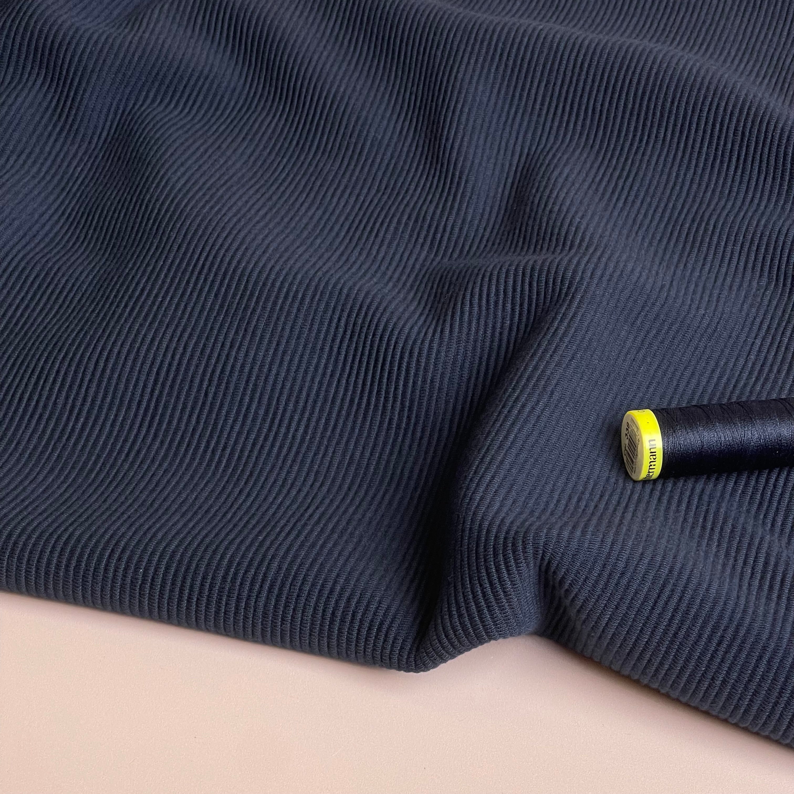 Ottoman Cotton Ribbed Knit in Navy