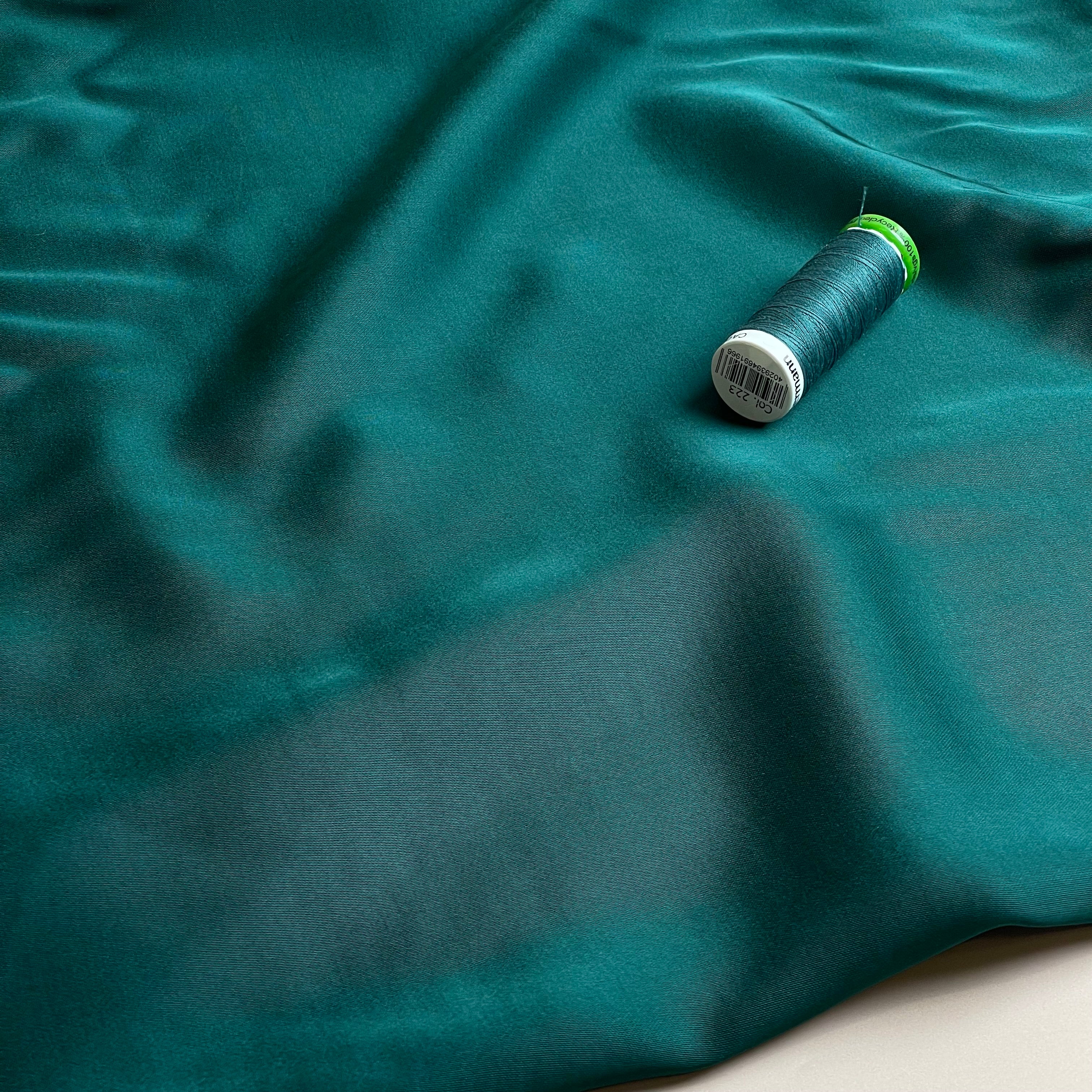 Bottle Green Solid Viscose Sateen Fabric