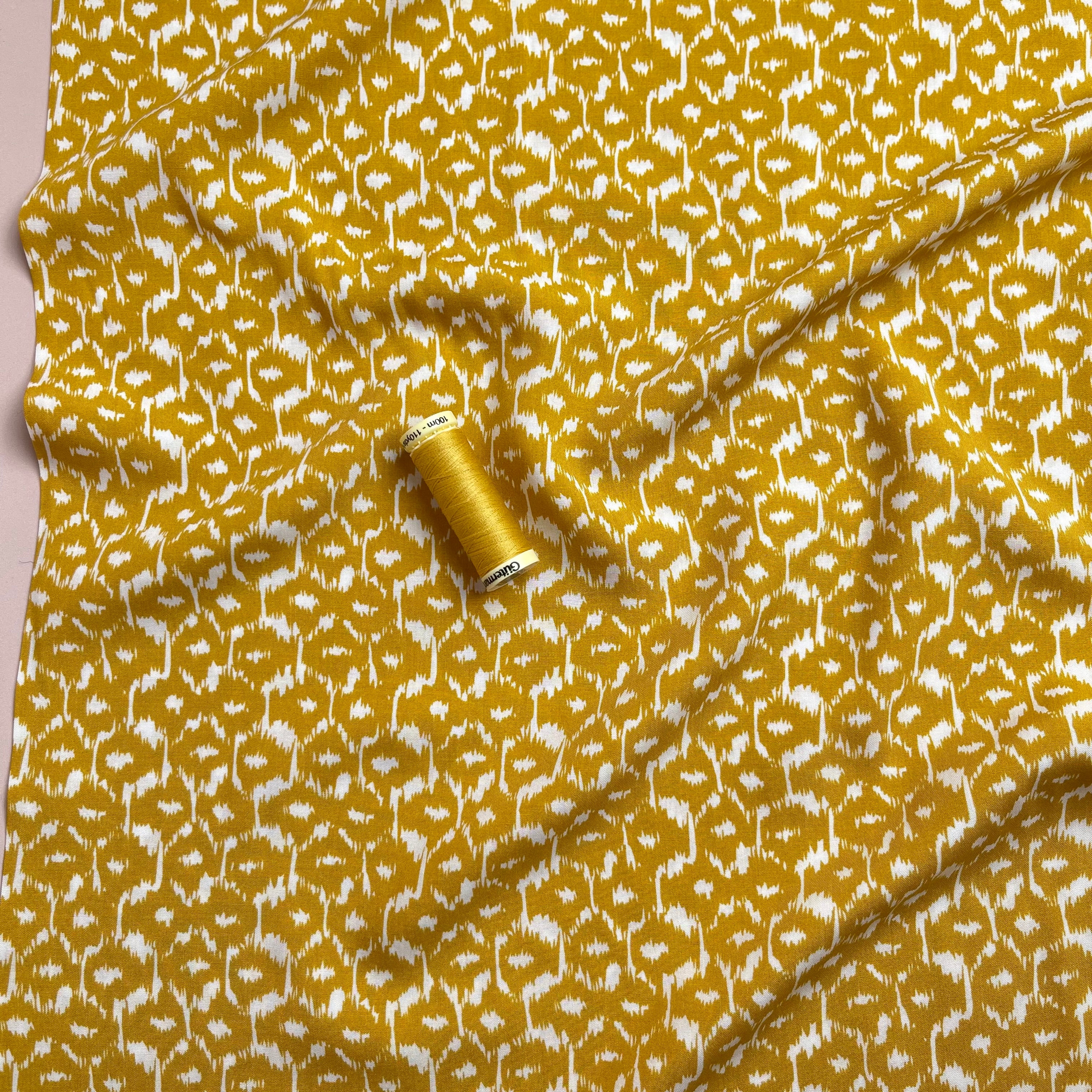 Honeycombs Ochre Viscose Fabric