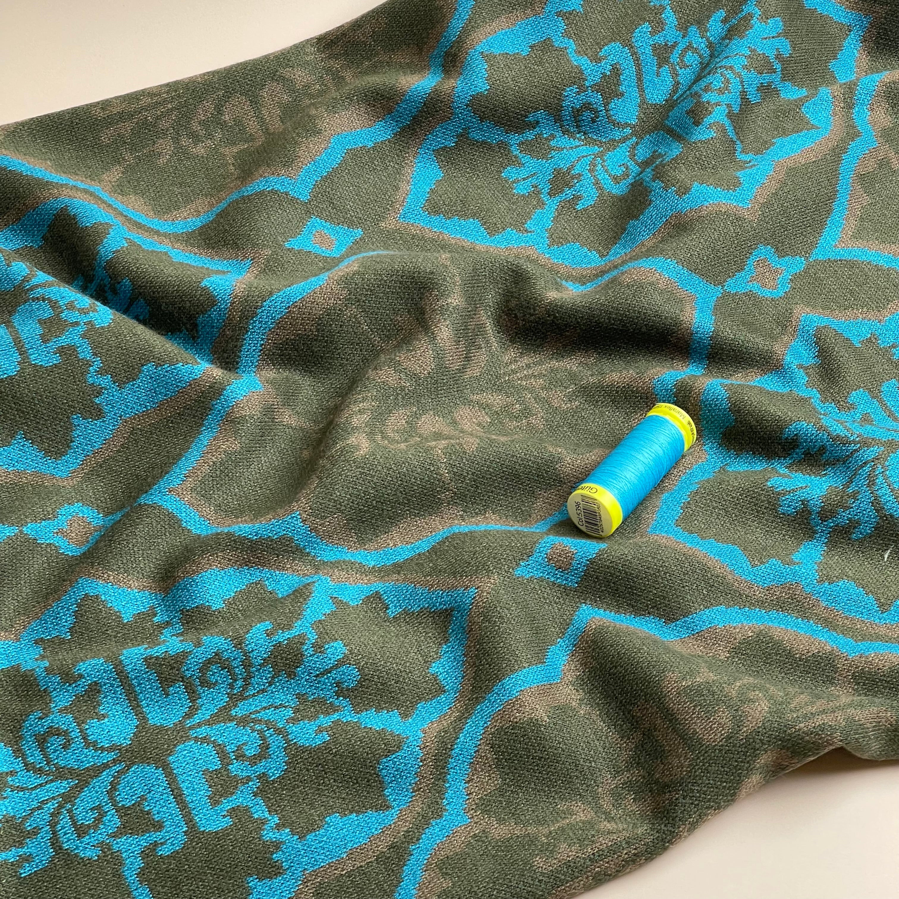 Kaleidoscope Olive Yarn Dyed Jacquard Knit