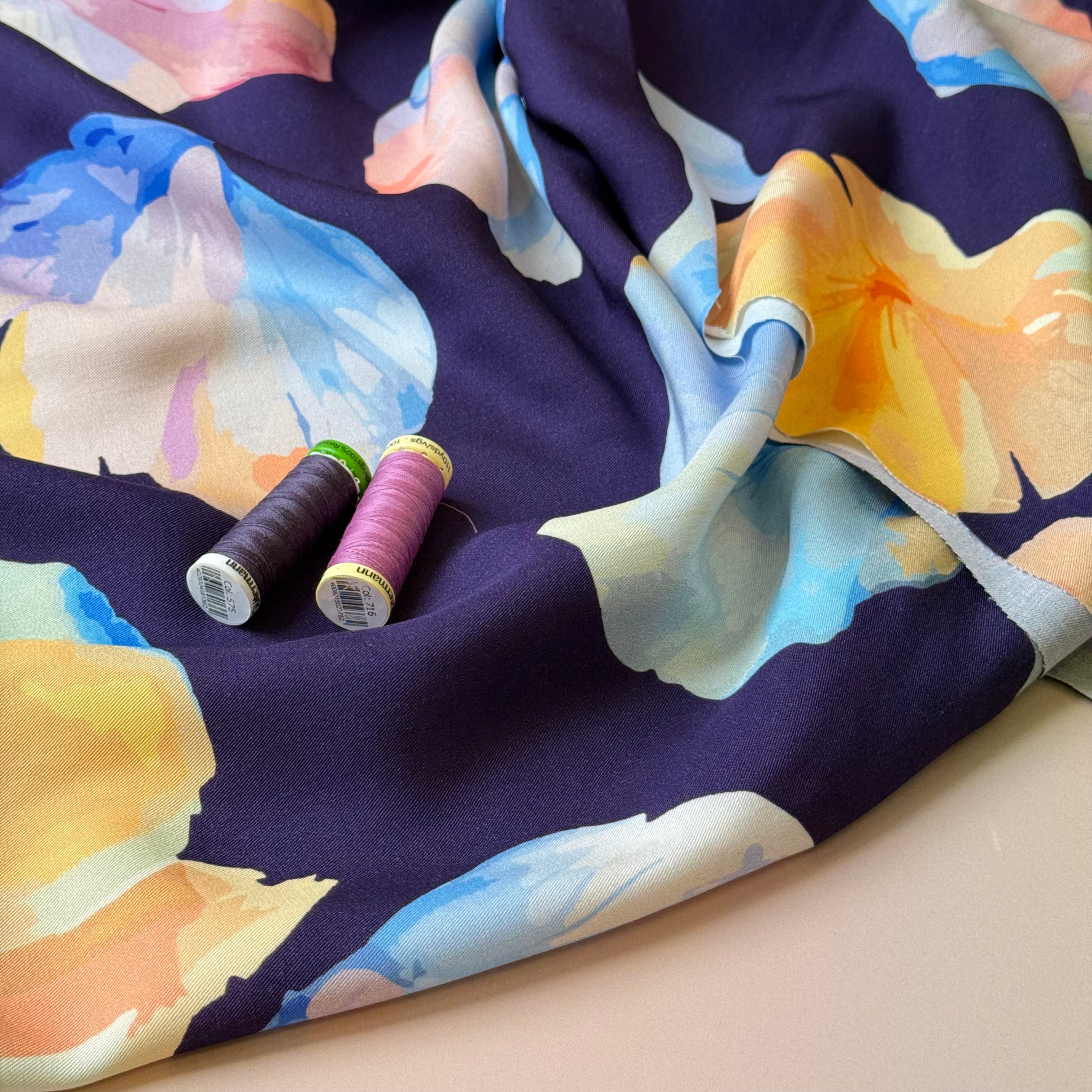 Light & Lush - Floating Flowers Viscose Twill Fabric