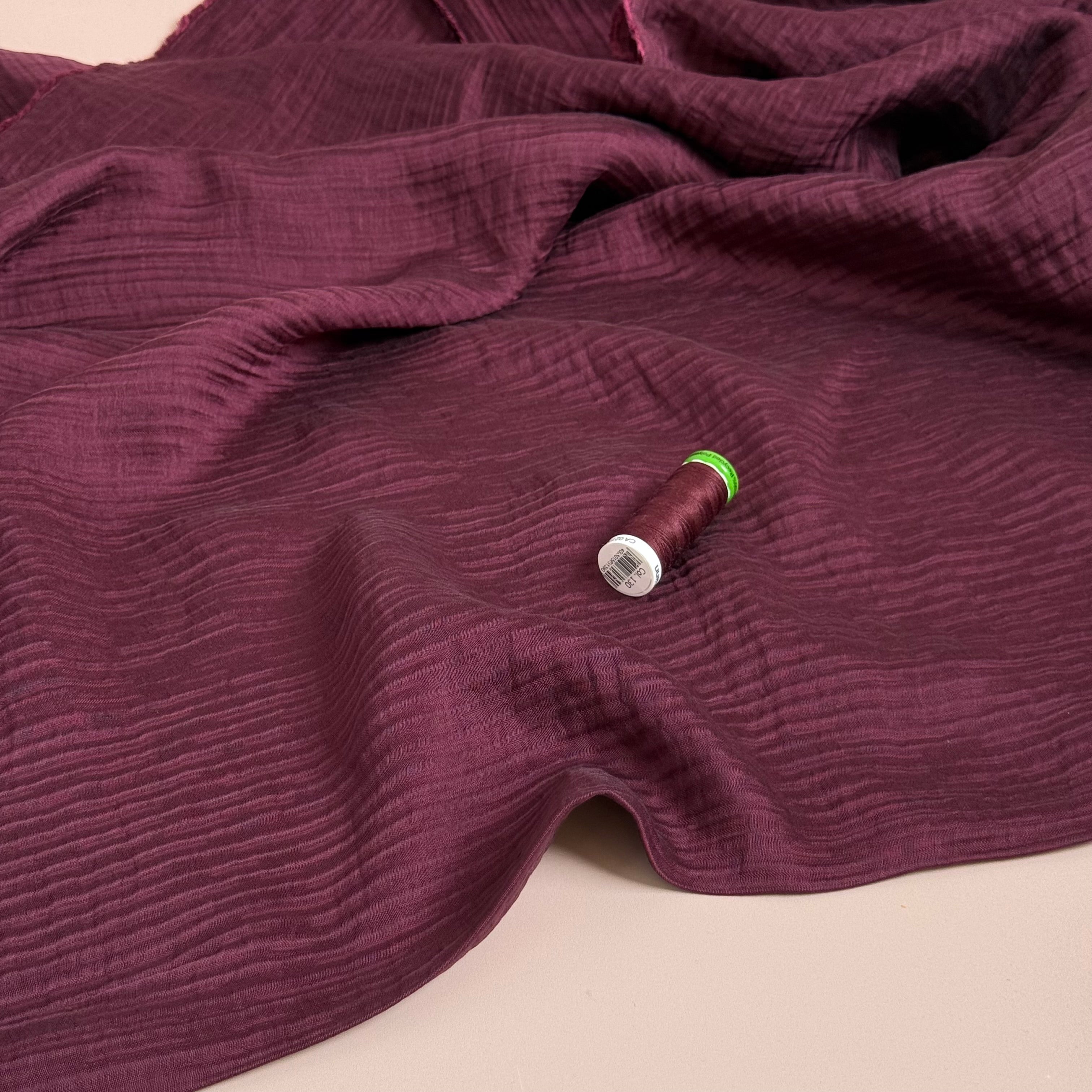 Bordeaux Textured Double Layer Rayon with TENCEL™ Lyocell Fibres