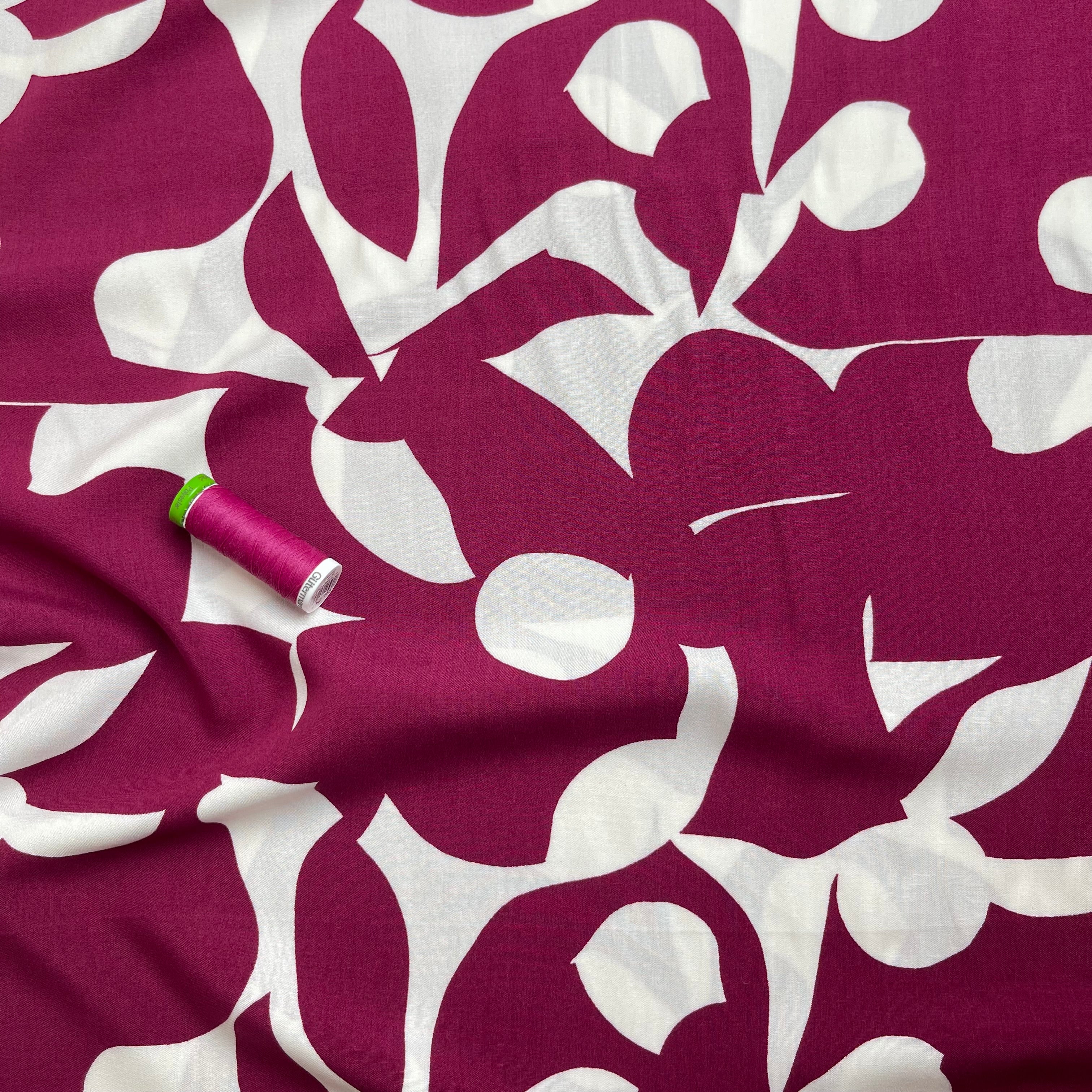 Burgundy Shadows Viscose Fabric