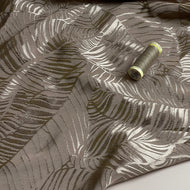 Leaves in Taupe Viscose Jacquard Sateen