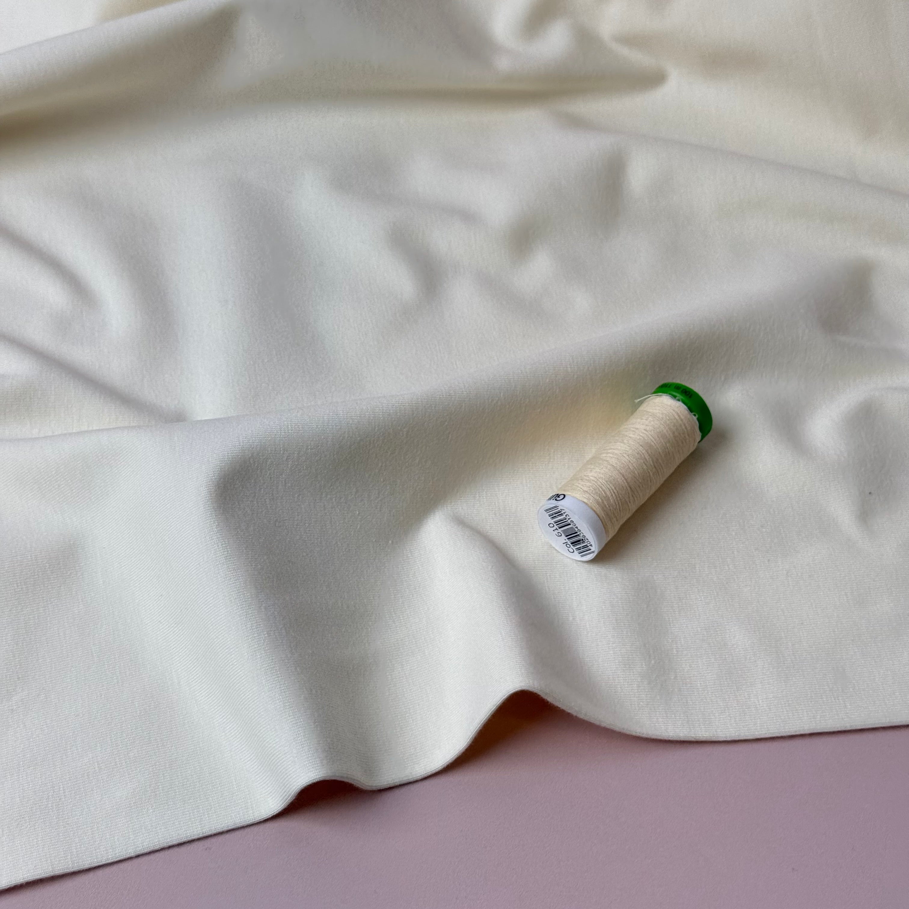 Essential Chic Clotted Cream Plain Cotton Jersey Fabric