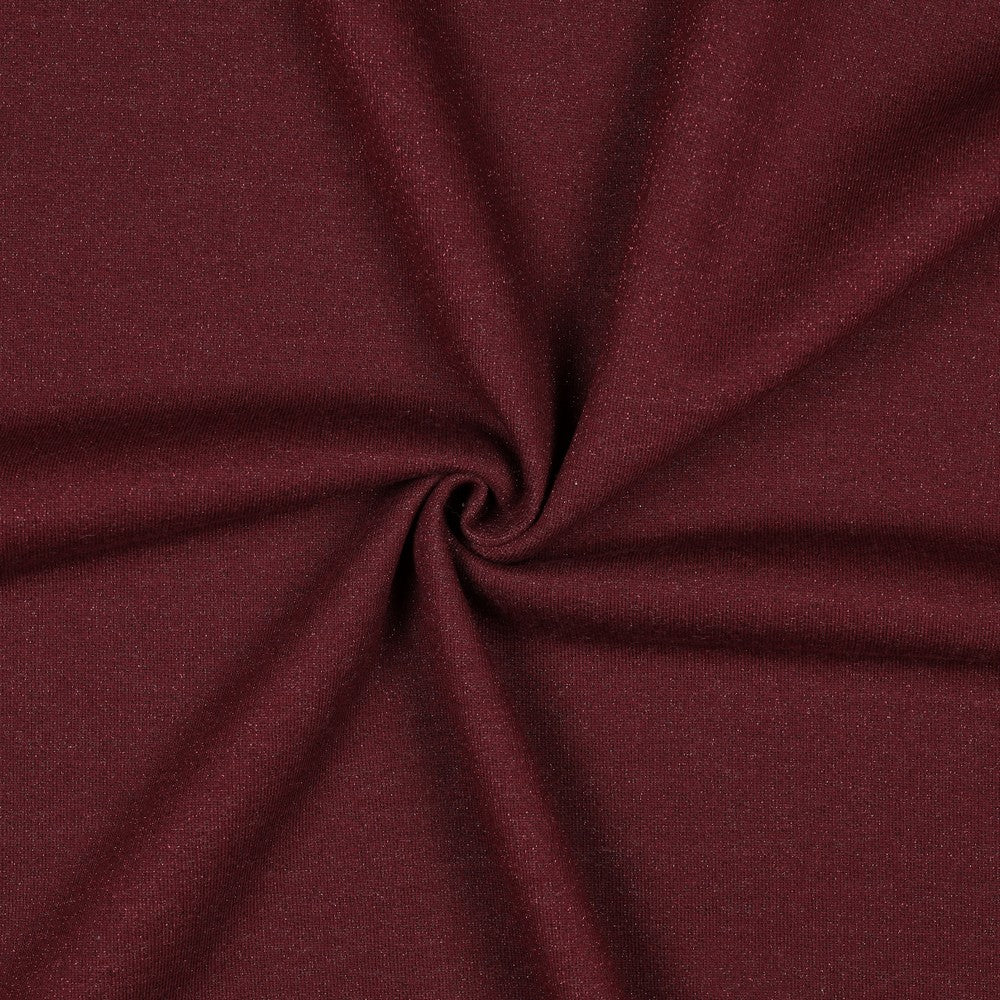 Sparkle Burgundy Cotton Sweat-Shirting with Lurex