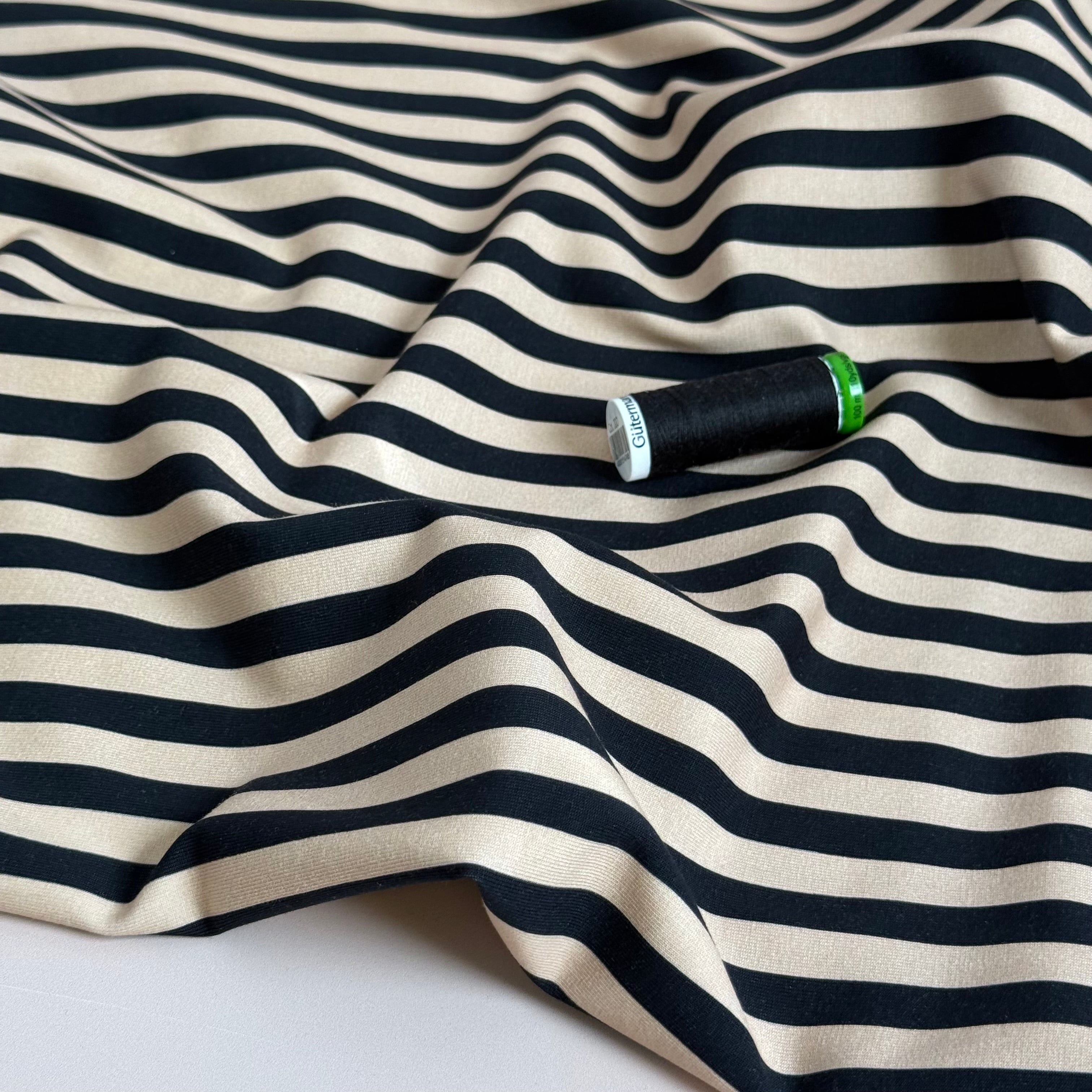 Danish Design - Two-toned Stripes Neutral Cotton Jersey