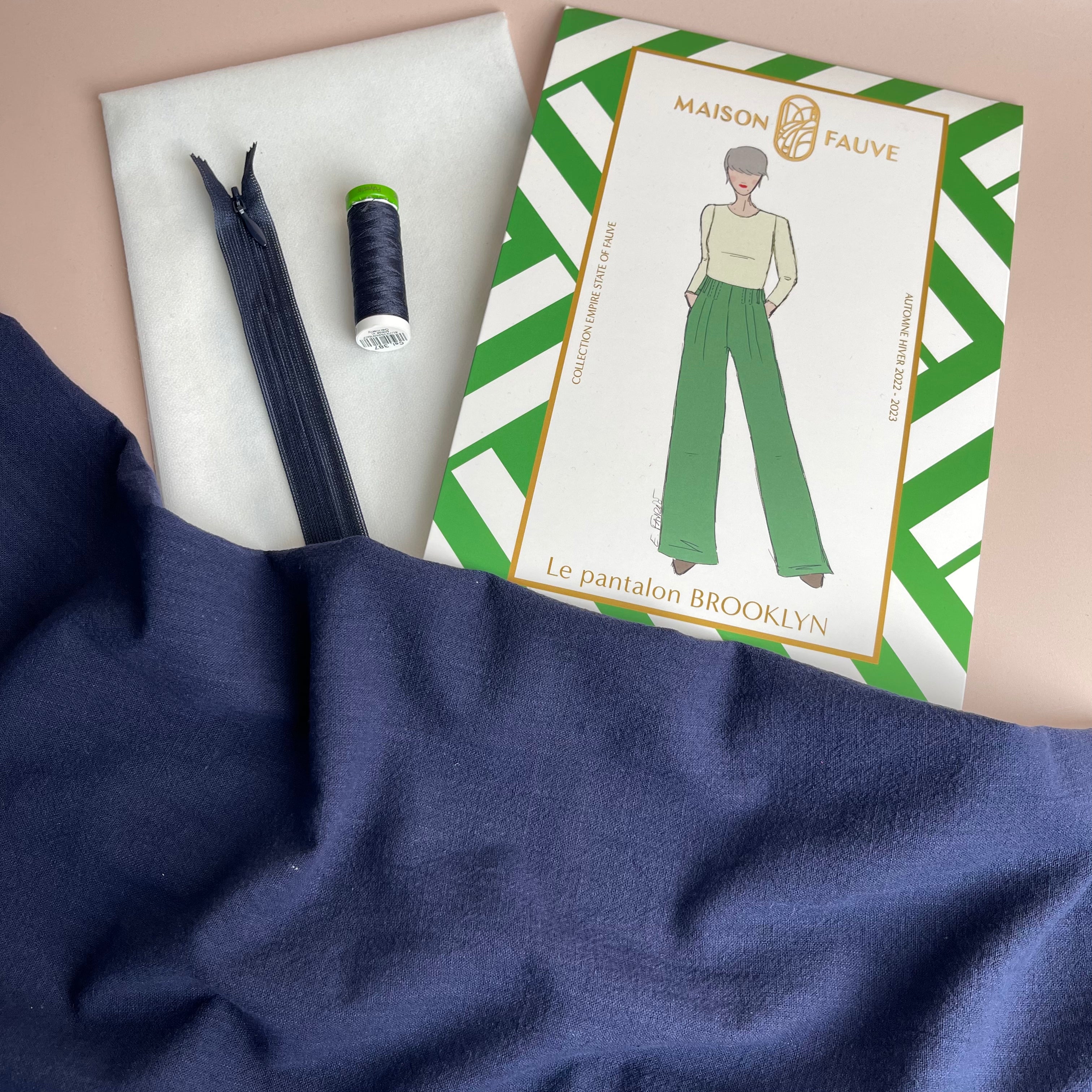 Sewing Kit - Brooklyn Trousers in Navy Vintage Washed Cotton