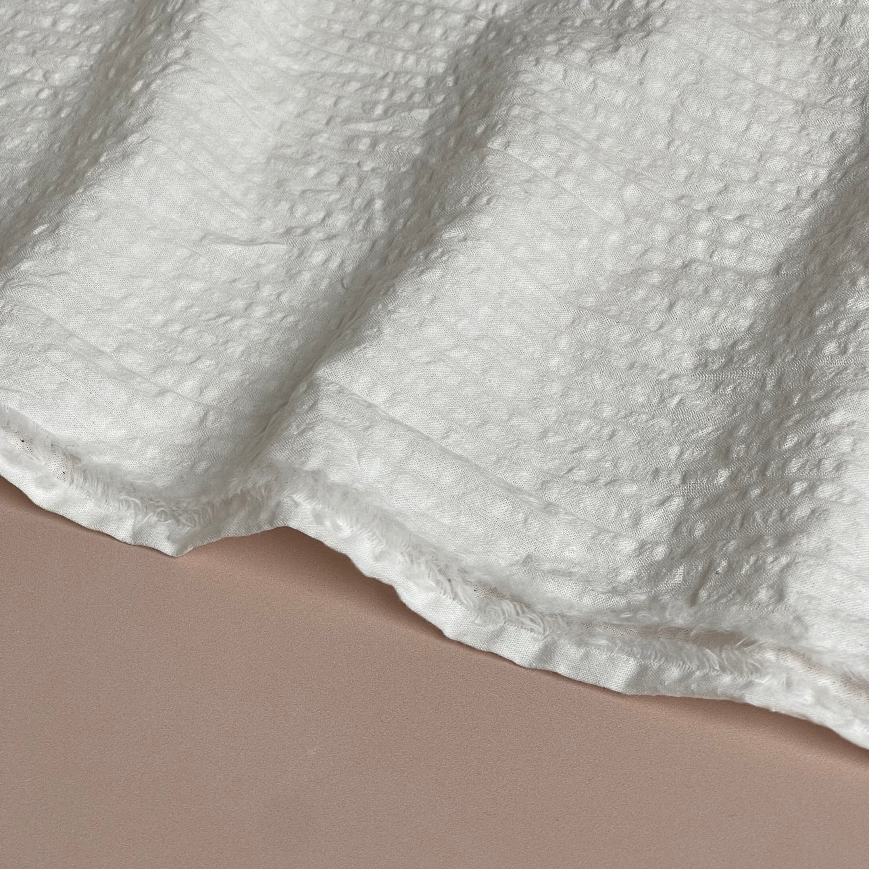 Off-White Bubble Stripe Cotton Seersucker Fabric