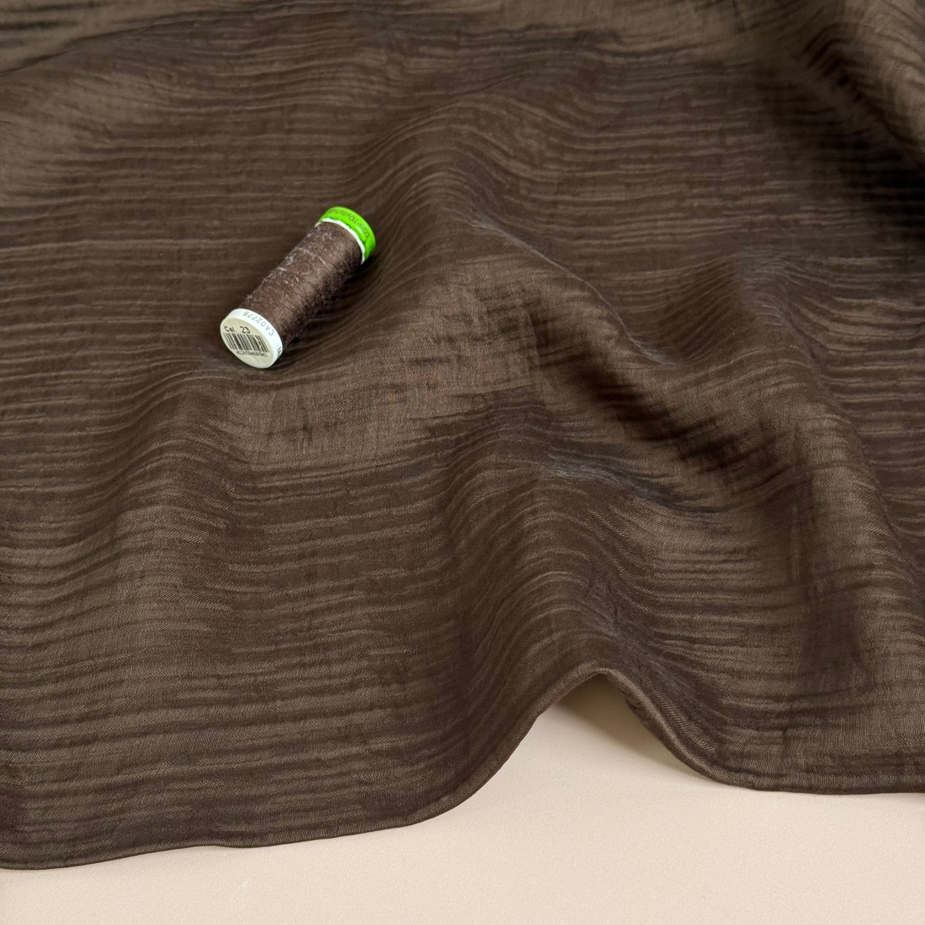Dark Brown Textured Double Layer Rayon with TENCEL™ Lyocell Fibres