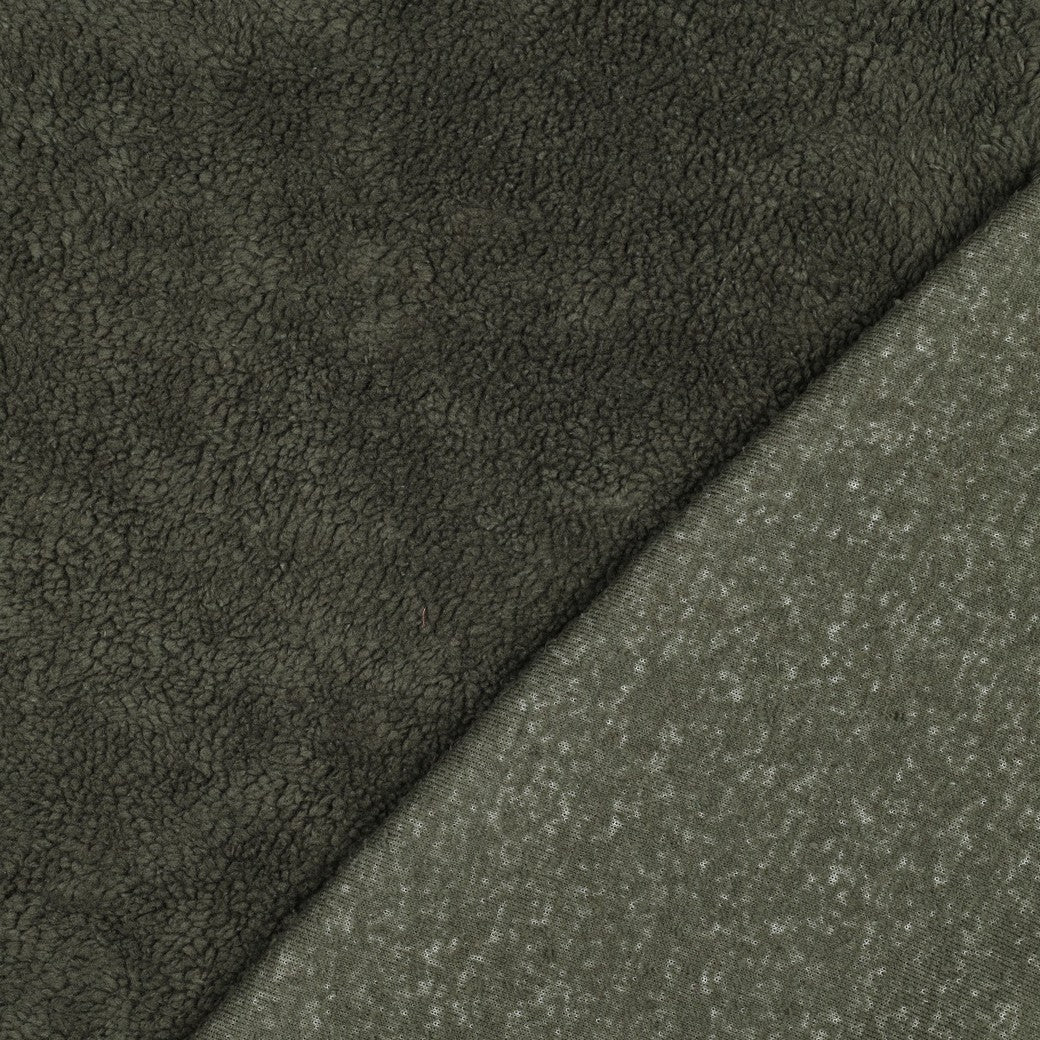 Cotton Teddy Fabric in Olive Green