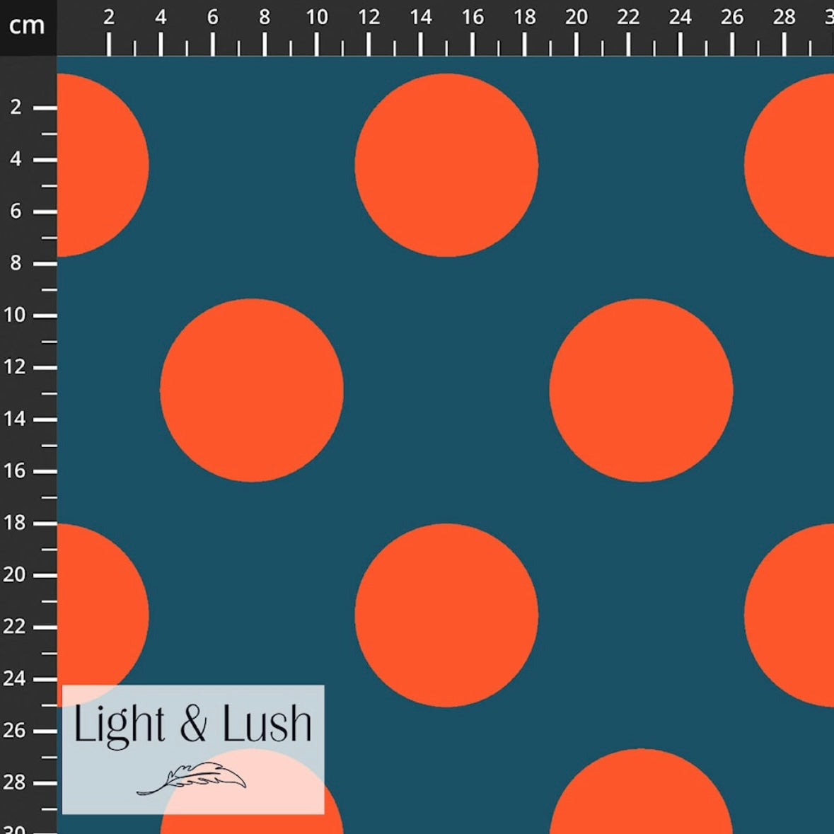 Light & Lush - Large Polka Dots in Orange Viscose Twill Fabric