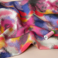 REMNANT 1.5 Metres - Abstract Dreams Pink Viscose Sateen Fabric