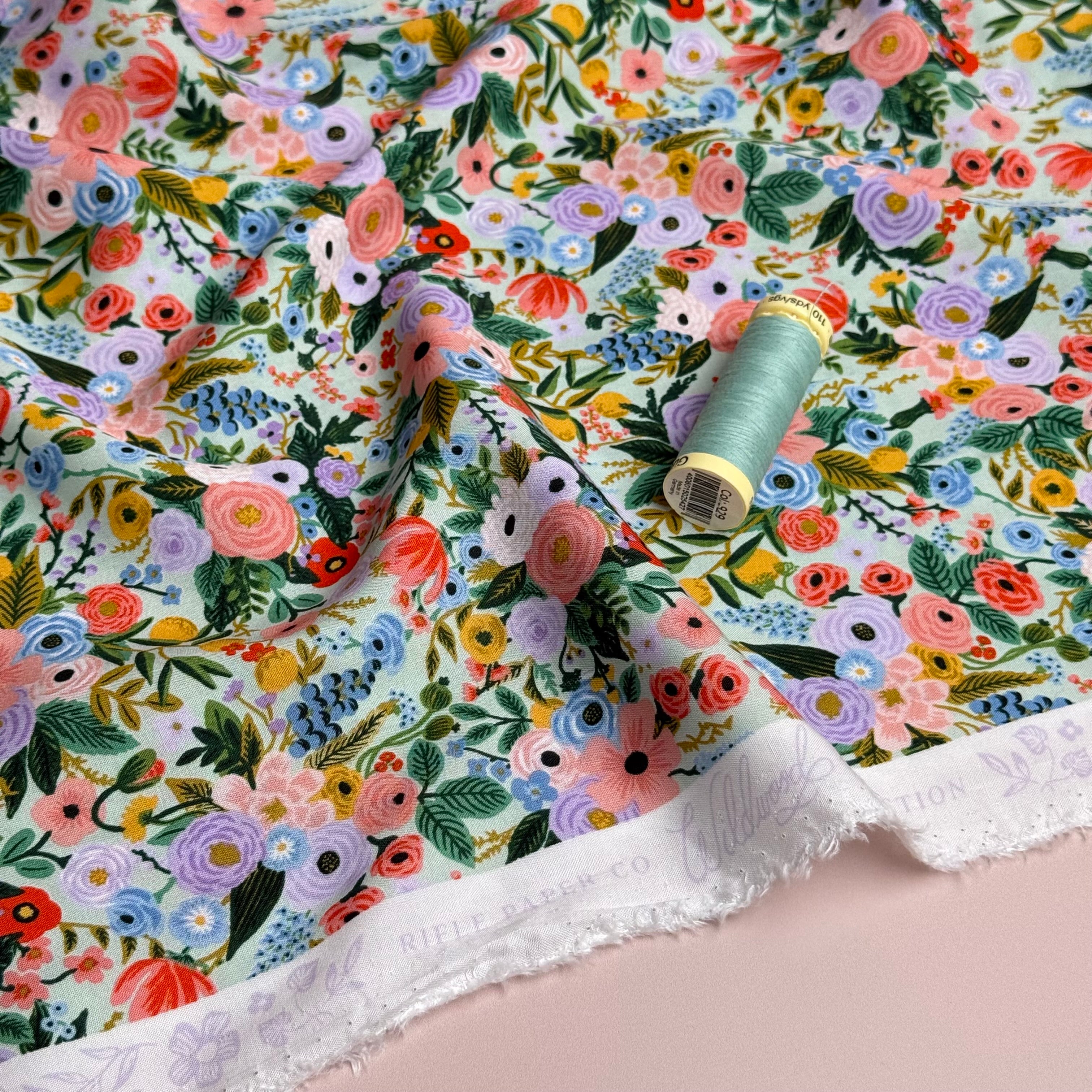 Rifle Paper Co -  Petite Garden Party in Mint Rayon Fabric