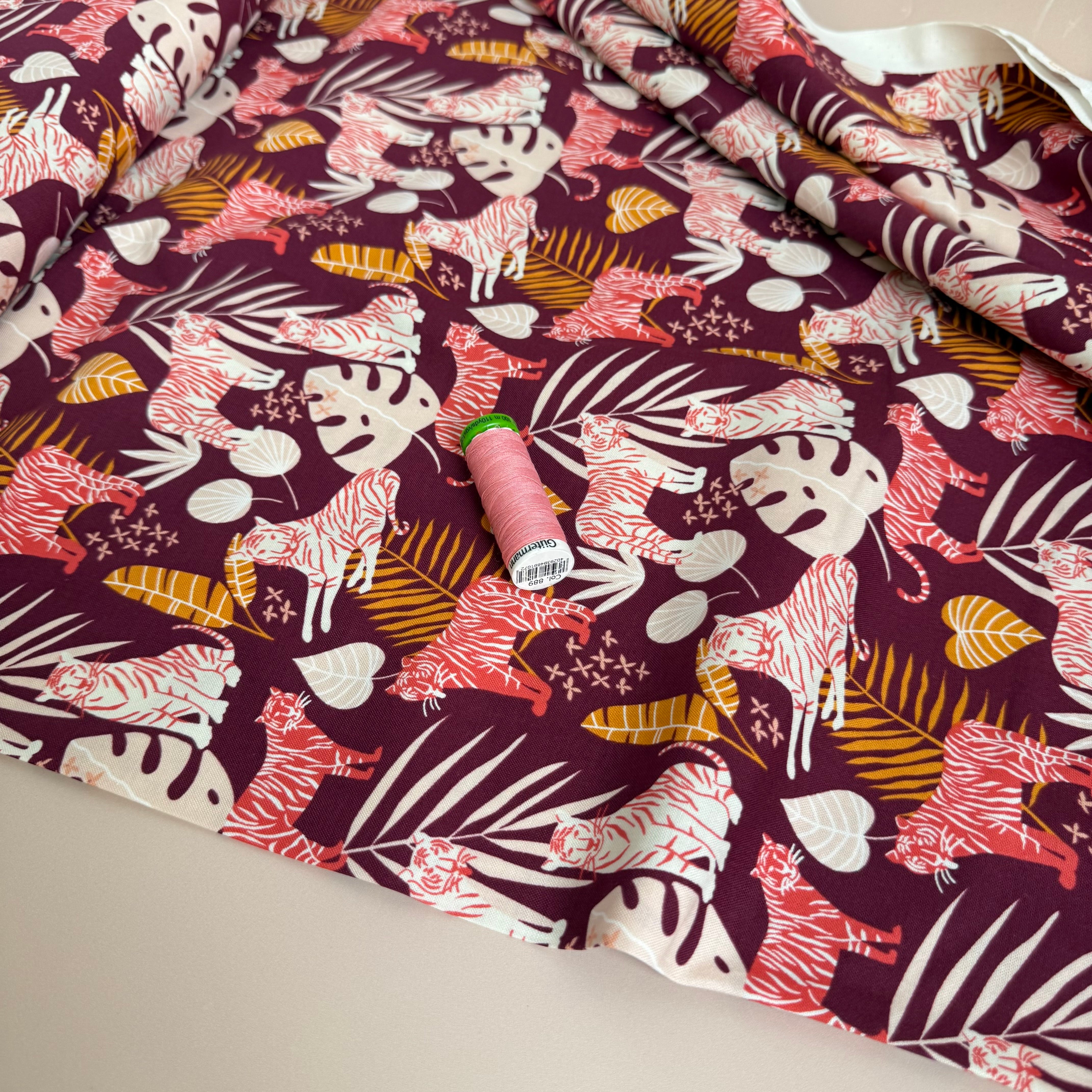 Cotton and Steel - Stripe Squad in Fiery Fushia Japanese Cotton from Jungle Cruisin'
