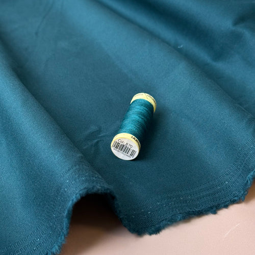 Peach Touch Cotton Gabardine with Stretch in Petrol