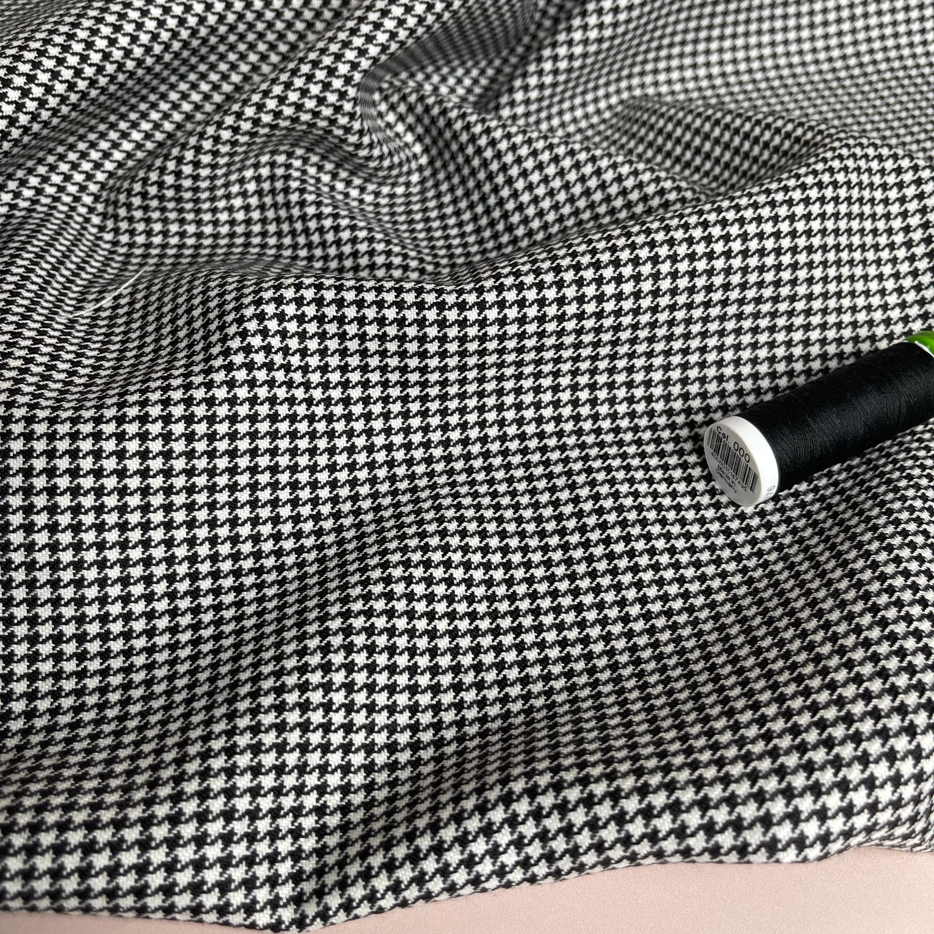 Deadstock Houndstooth Wool Blend Suiting Fabric