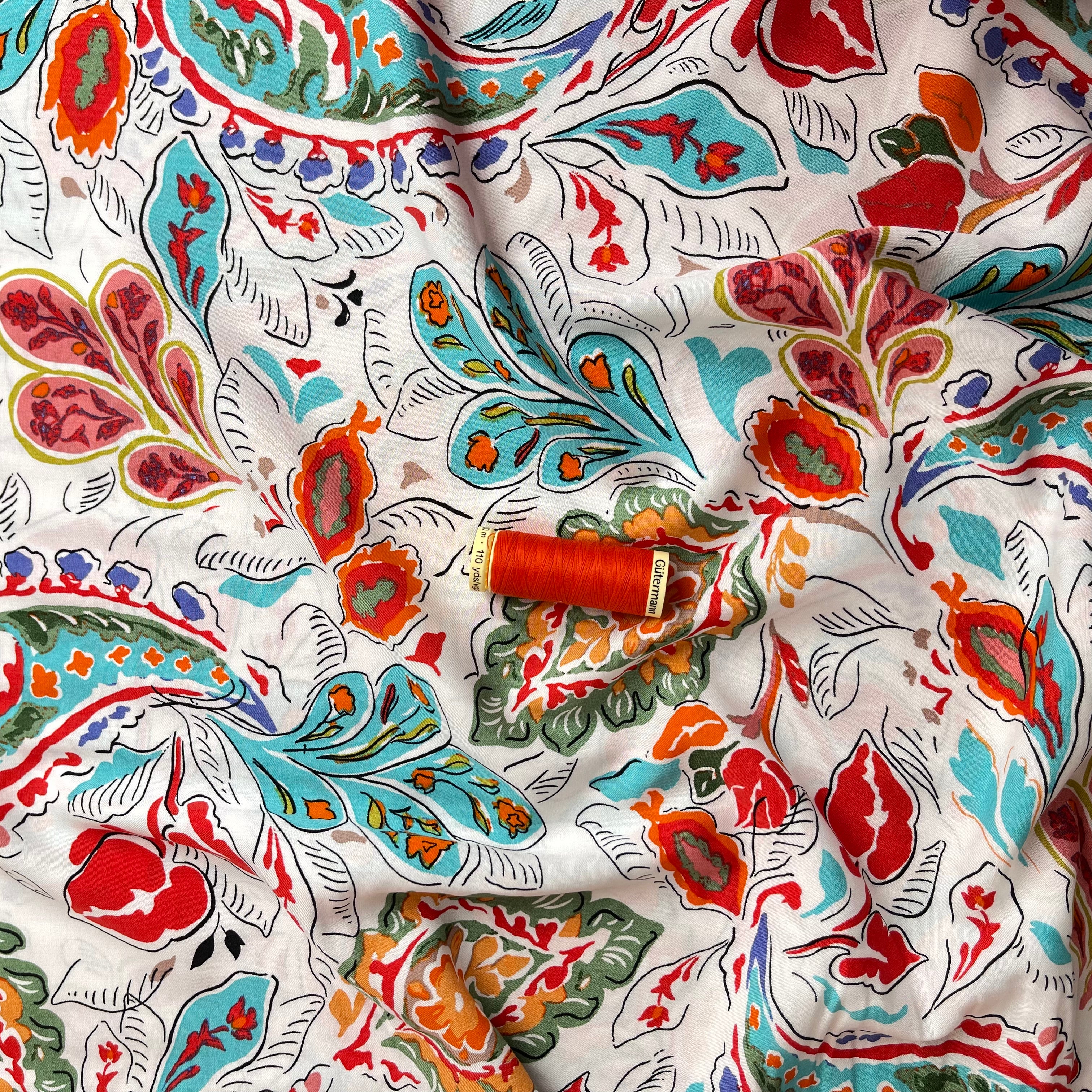 Vibrant Paisley Viscose Fabric