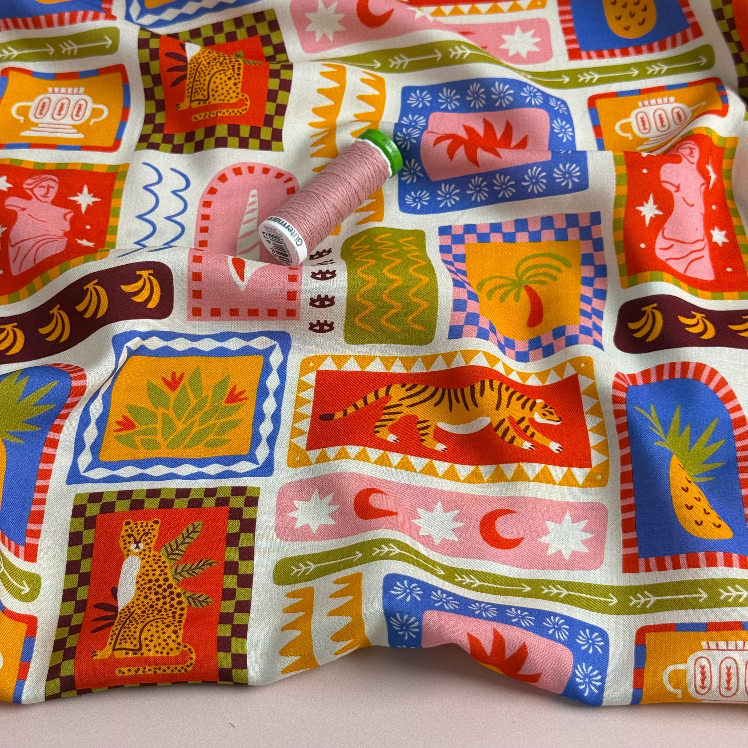 REMNANT 2.46 Metres - Summer Postcard Viscose Lawn Fabric