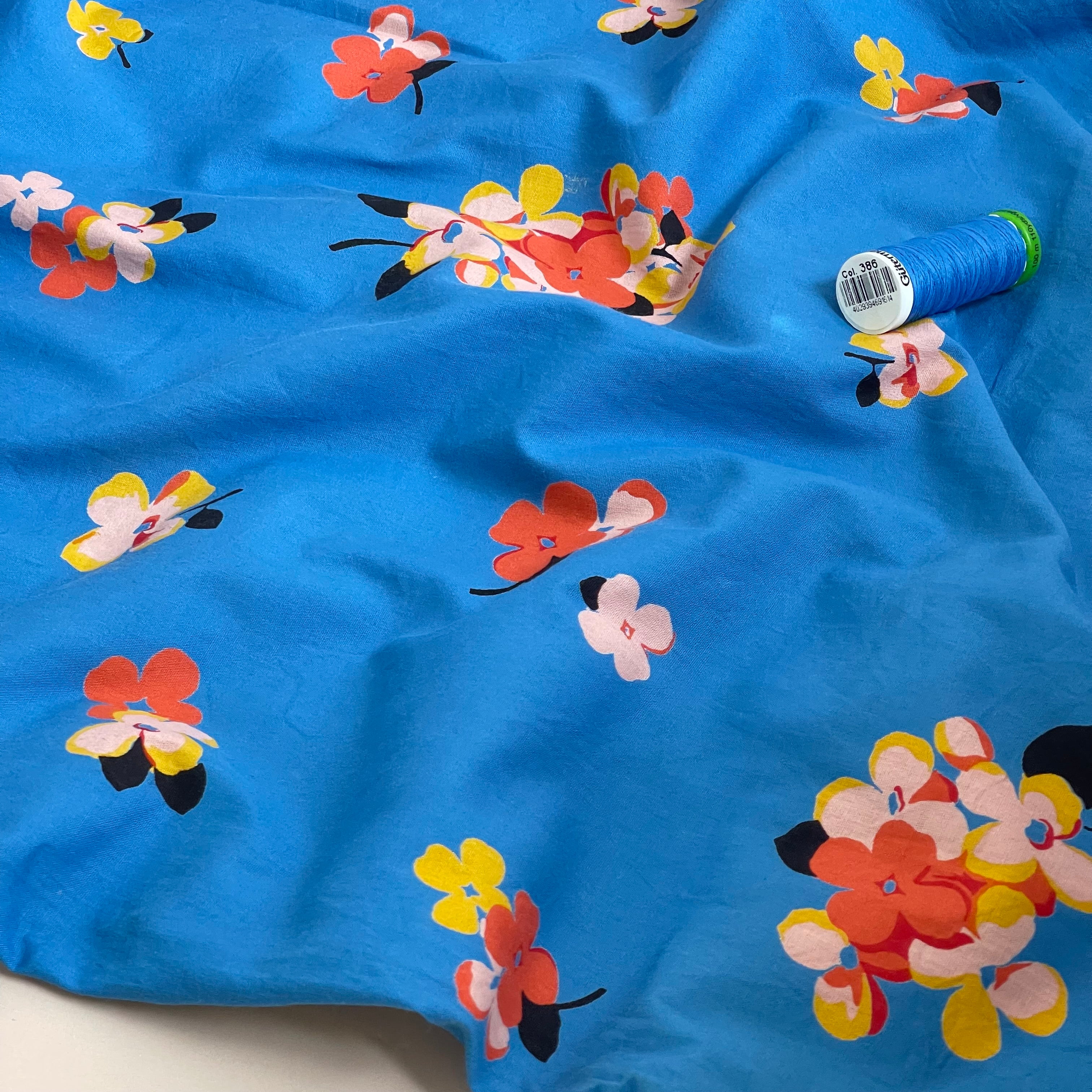Ex-Designer Deadstock - Blue Blossom Cotton Fabric