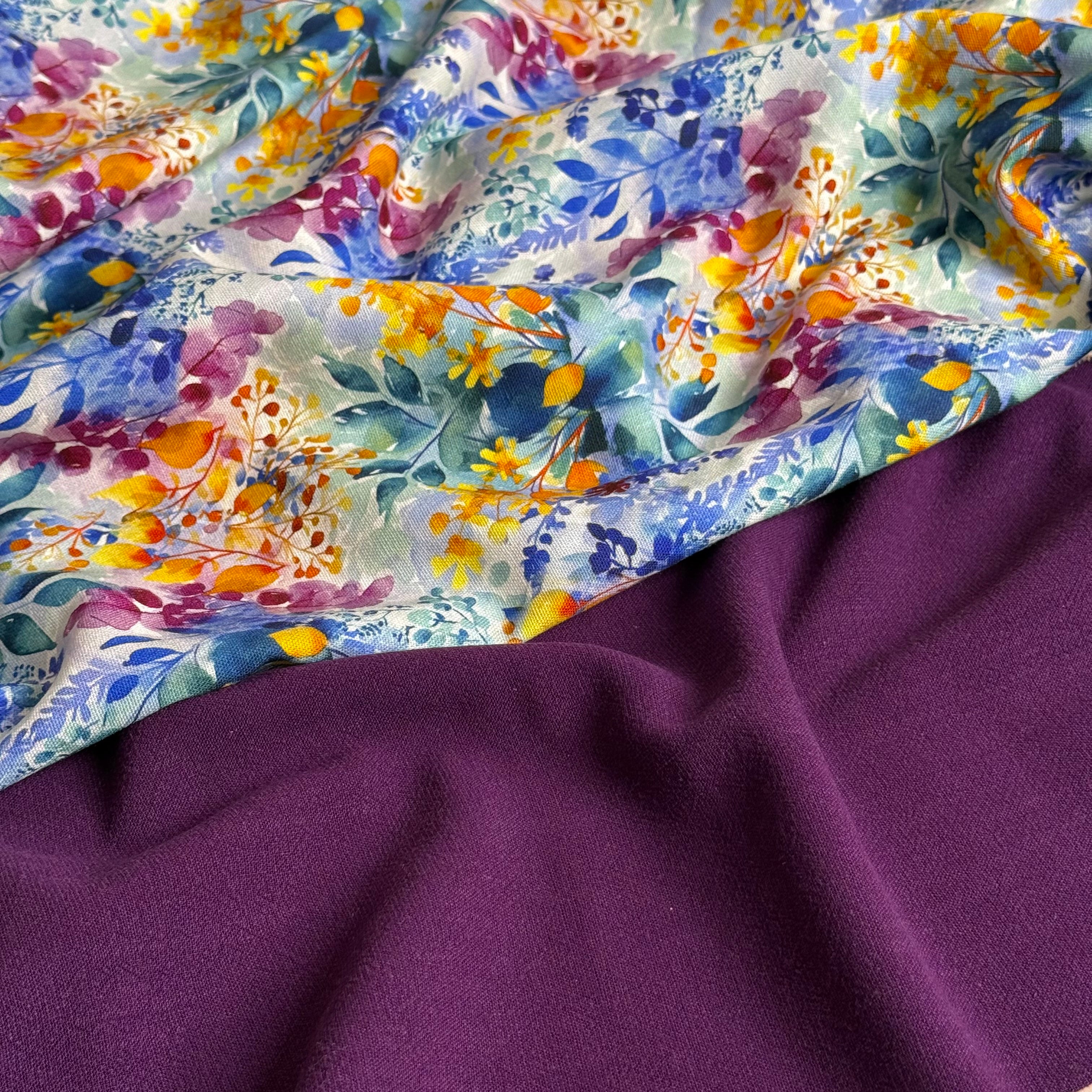 Flow Purple Viscose Linen Blend Dress Fabric