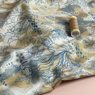 Ocean Life Neutral Cotton Voile Fabric