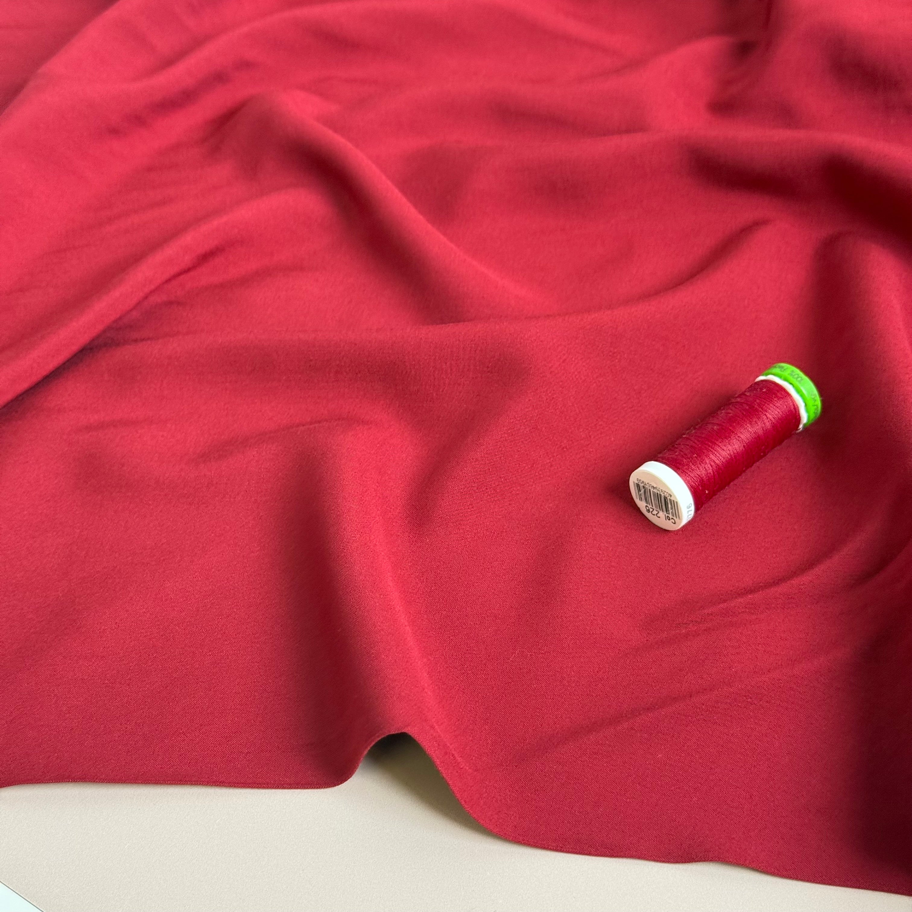 Elegance Red Plain ECOVERO Viscose Fabric