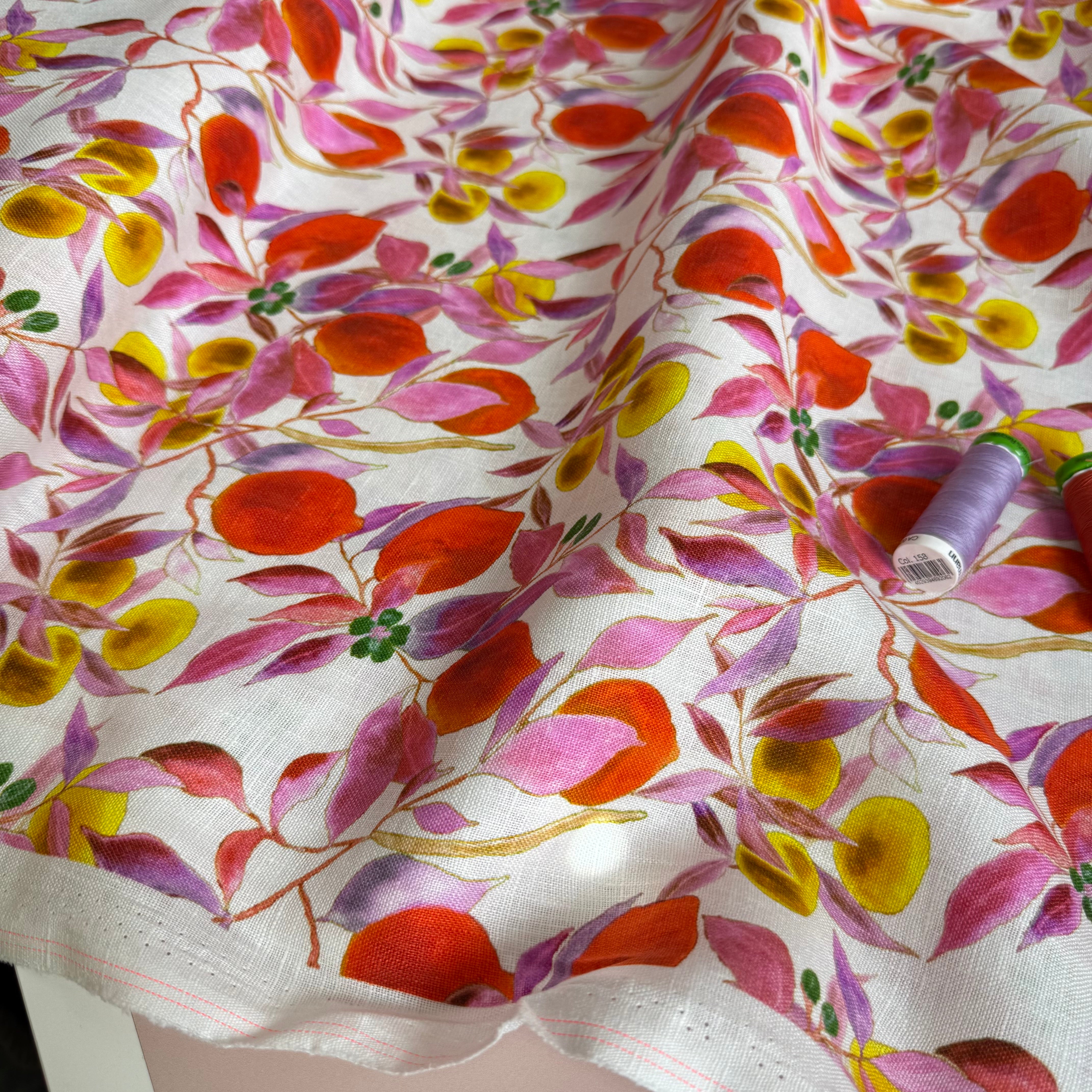 Citrus Orchard Pure Linen Fabric