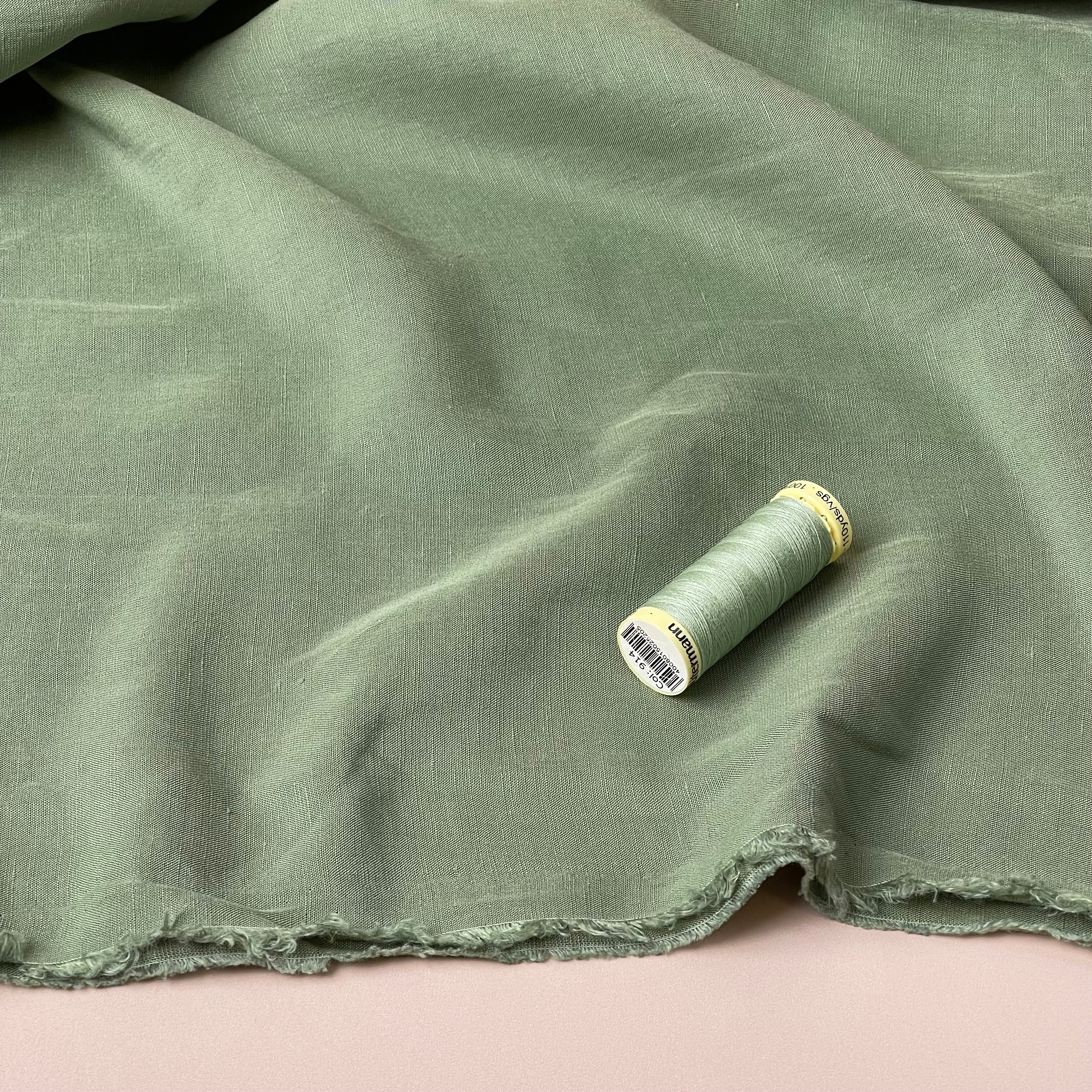 Lush Pea Green Light Viscose Linen Crepe Dress Fabric
