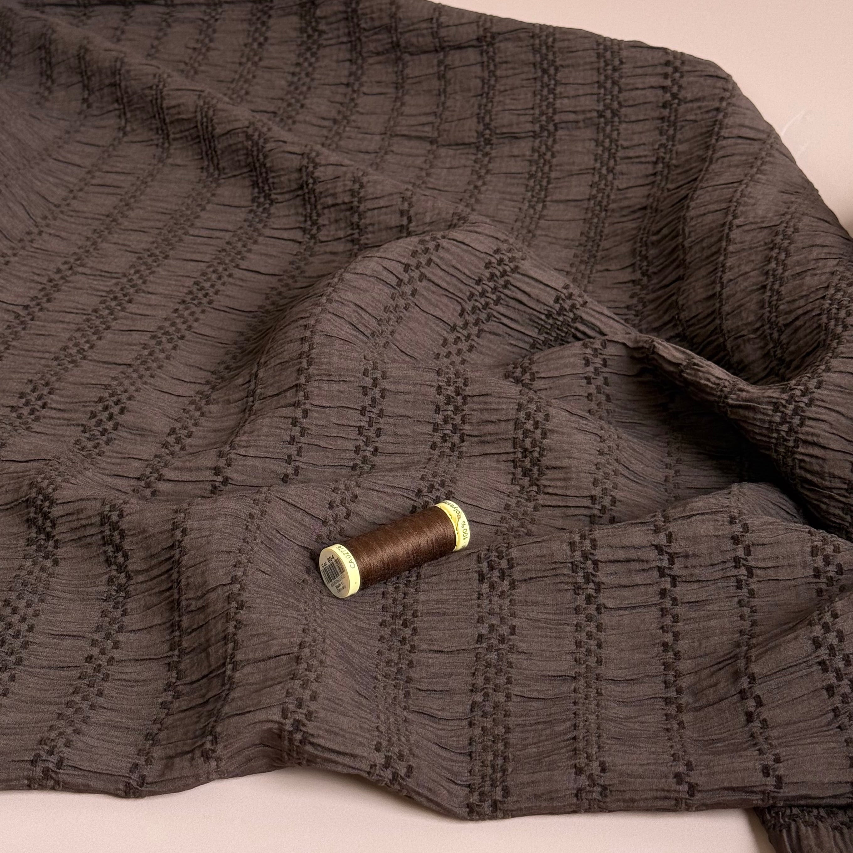 Chenille Jacquard Fabric in Brown