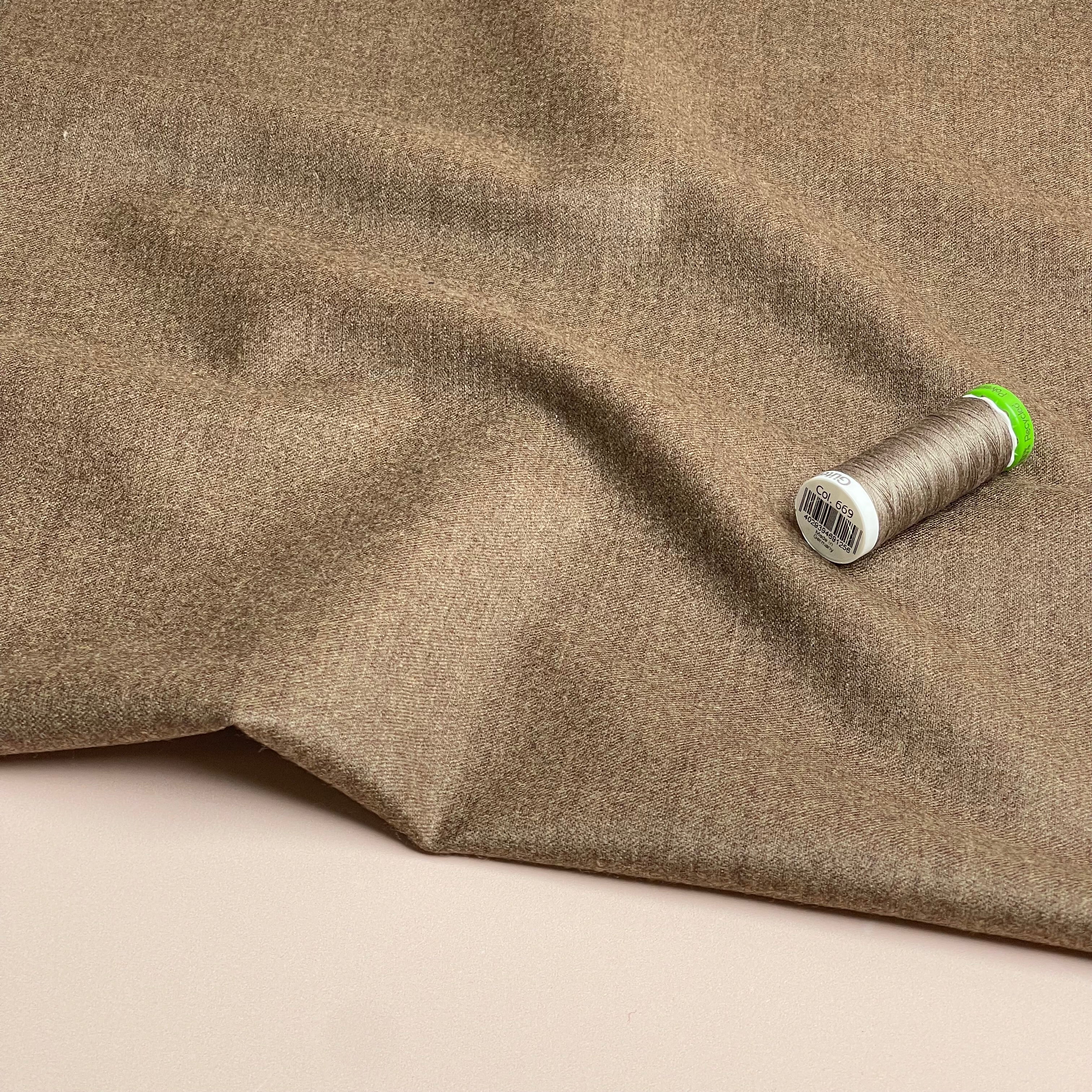 Deadstock Plain Beige Pure Wool Suiting Fabric