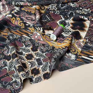 Bohemian Tiles Neutral Viscose Fabric