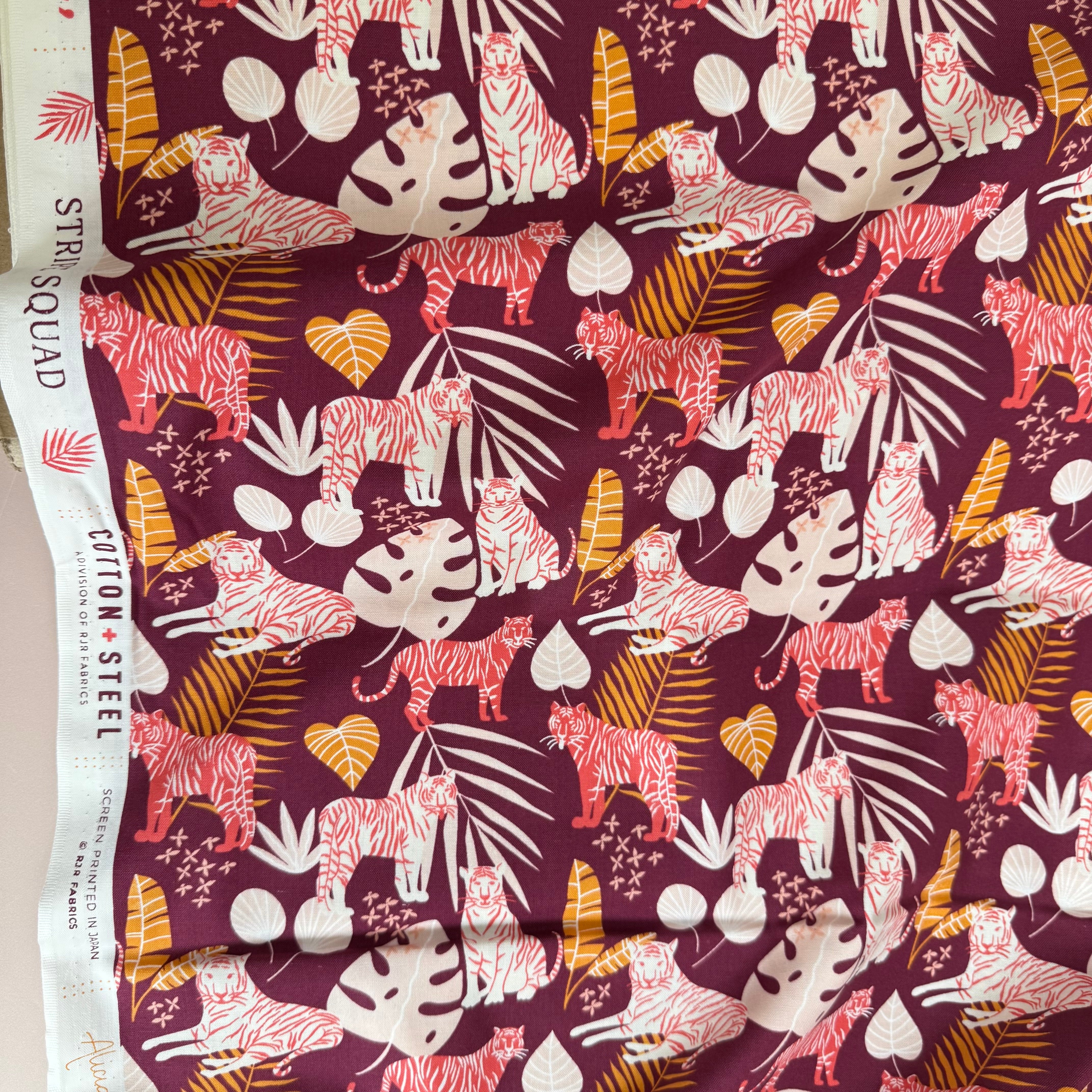 Cotton and Steel - Stripe Squad in Fiery Fushia Japanese Cotton from Jungle Cruisin'