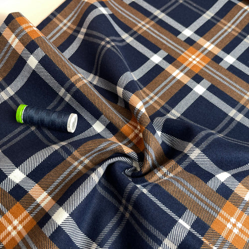 REMNANT 1.64 Metres - Plaid Navy Cotton Flannel