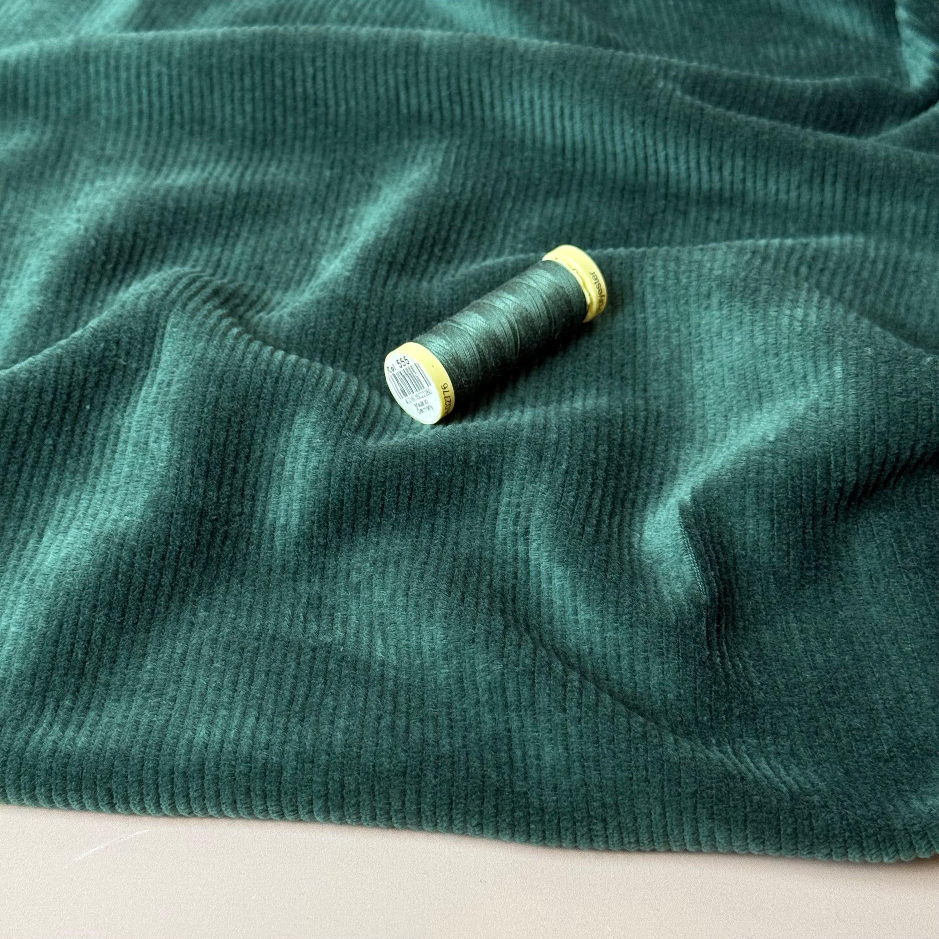 Ribbed Velvet Jersey in Forest Green