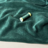 Ribbed Velvet Jersey in Forest Green