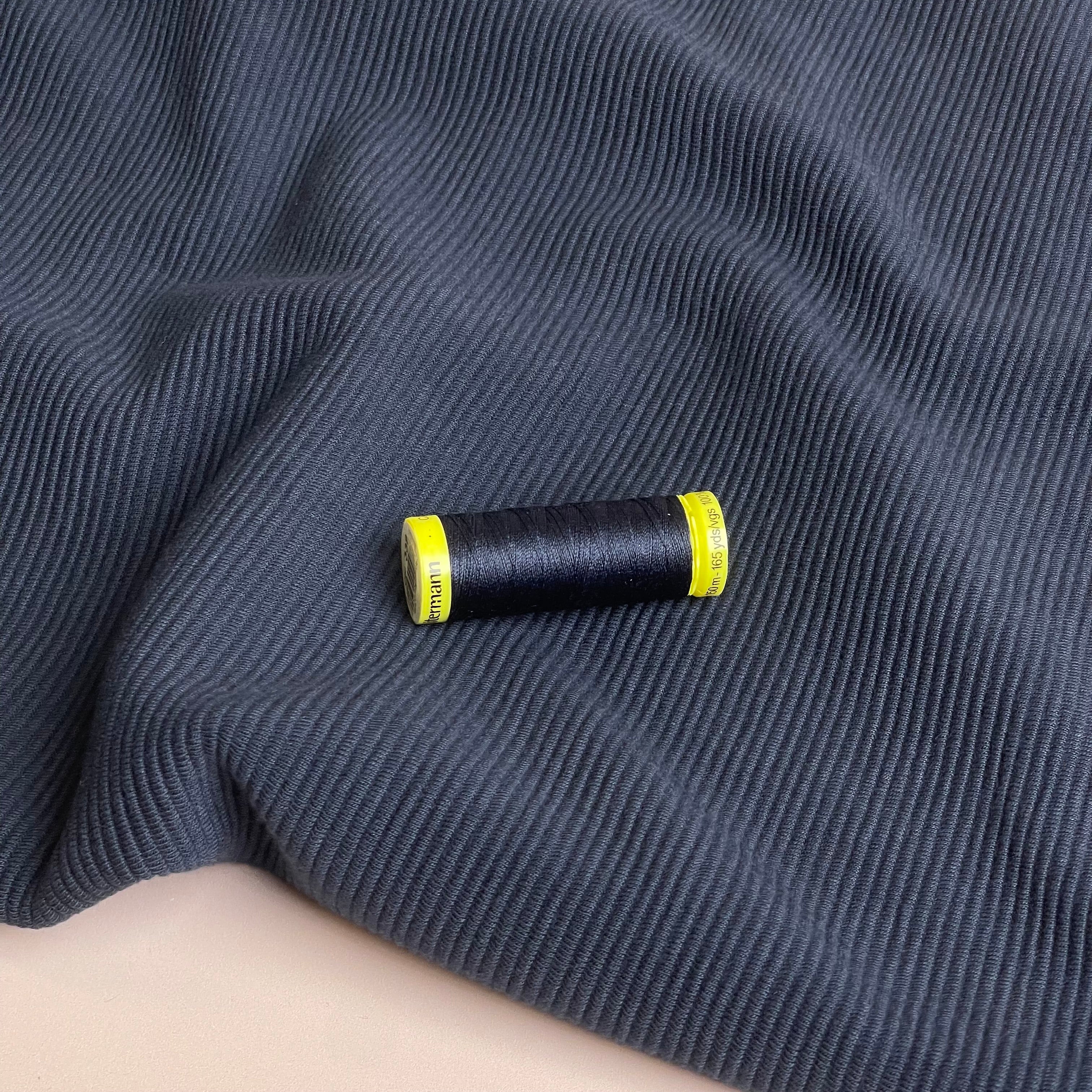 Ottoman Cotton Ribbed Knit in Navy