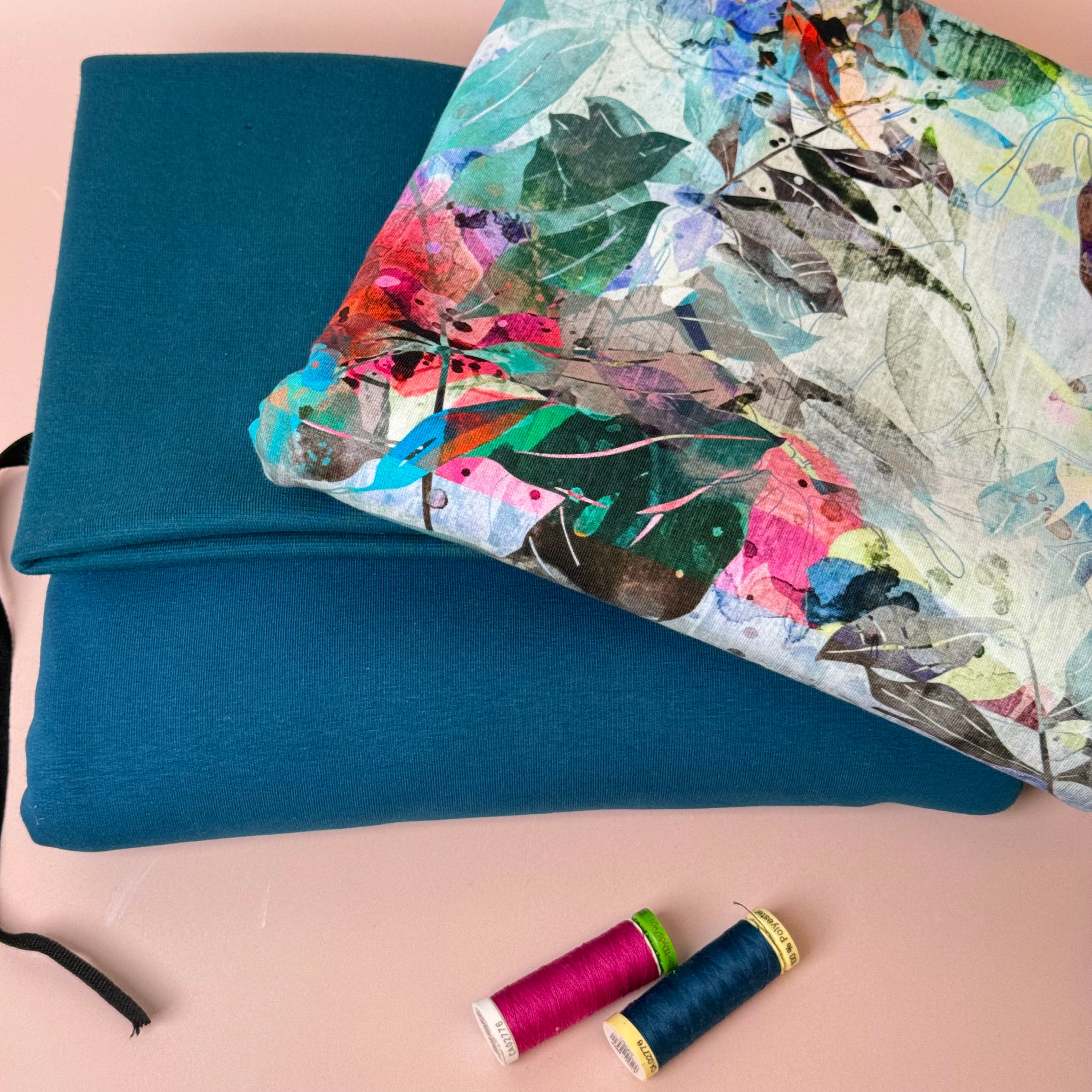 Make an Outfit Colour Bundle - Abstract Cotton Jersey with Sweatshirting & Ribbing