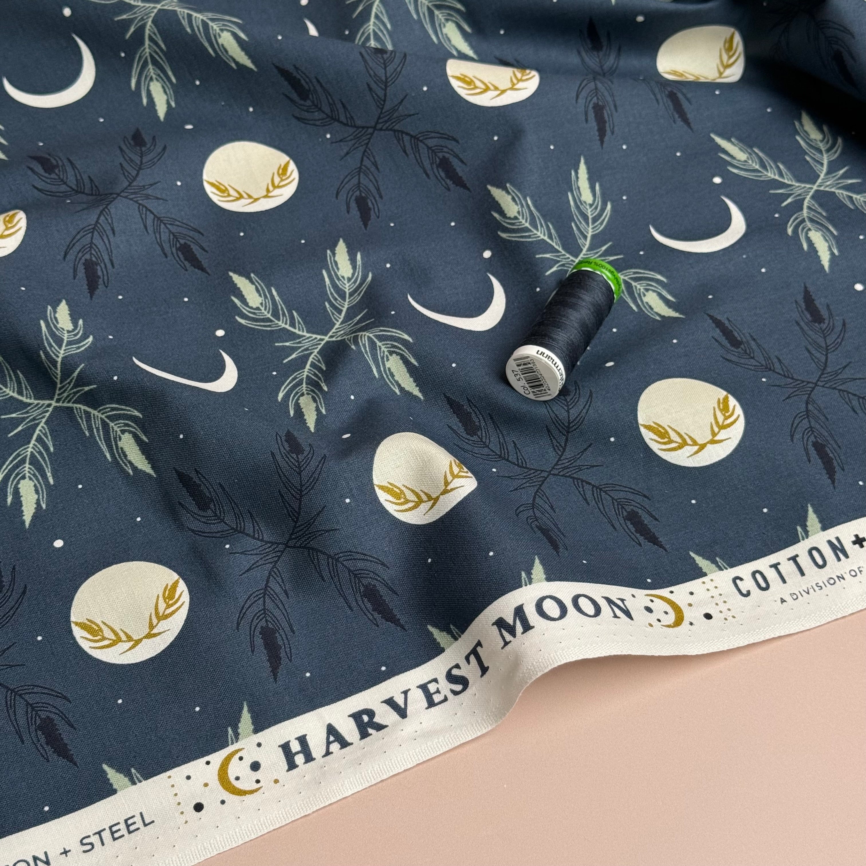 Cotton and Steel - Harvest Moon in Night Japanese Cotton Fabric
