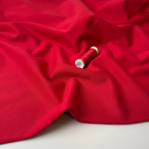 Red Viscose Ponte Roma Twill Double Knit Fabric