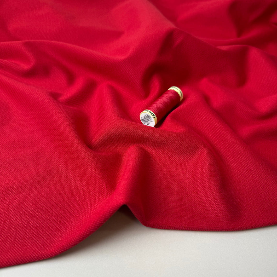 Red Viscose Ponte Roma Twill Double Knit Fabric