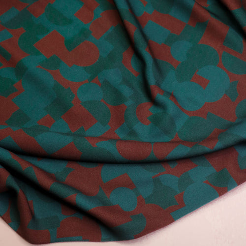 PRE-ORDER - MID SEPTEMBER DELIVERY Mind The MAKER - Geomania Teal Viscose Twill with LENZING™ ECOVERO™ fibres