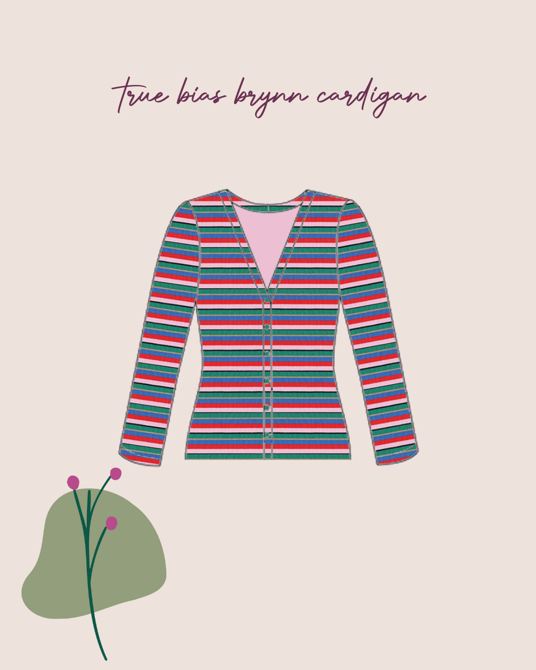 Sewing Kit -True Bias Brynn Cardigan Top Sewing Kit in Cotton Ribbed Jersey (multiple print options)